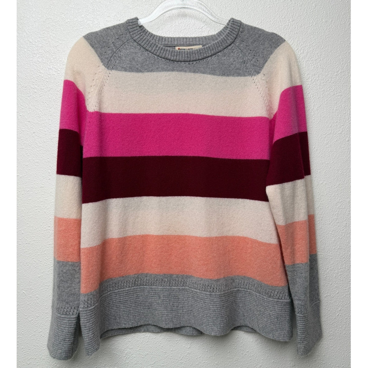 Marine Layer Gray Pink Stripe Cashmere Sweater Women S