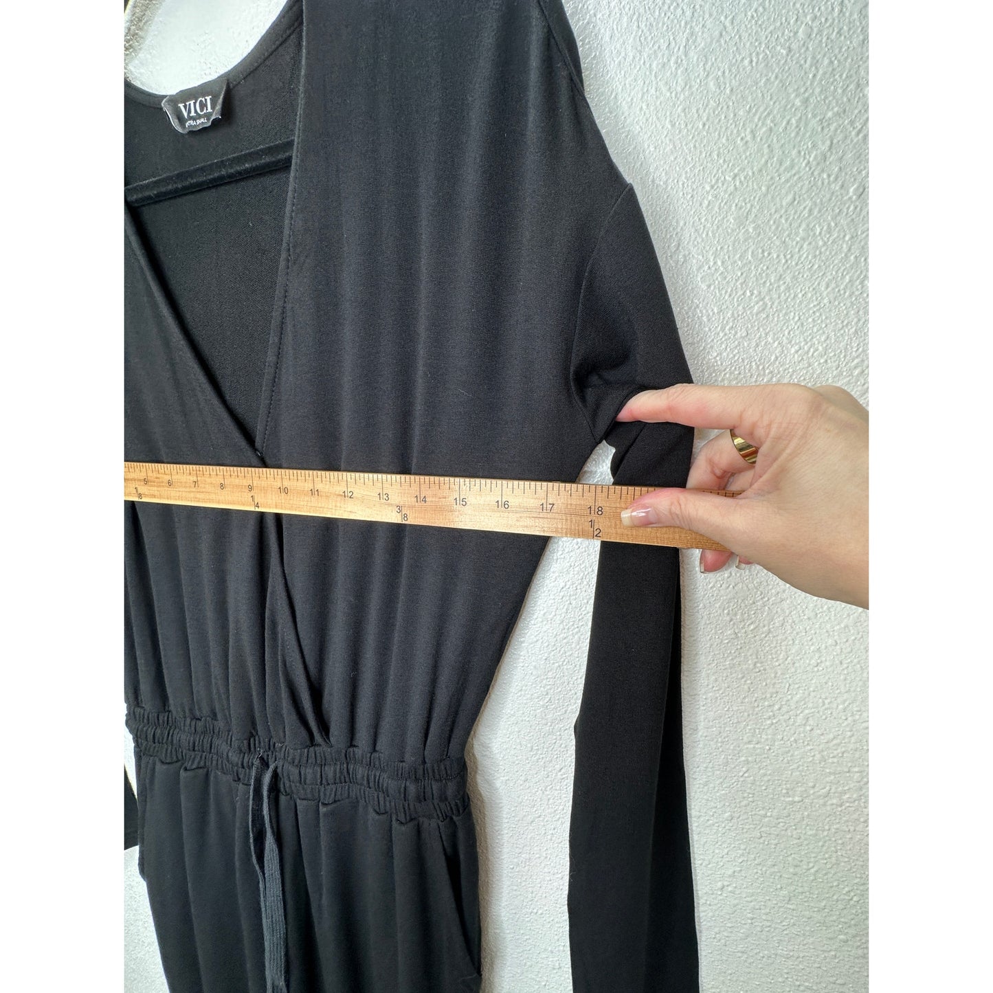 VICI Black Colette Deep-V Long Sleeve Pocketed Drawstring Jumpsuit XS