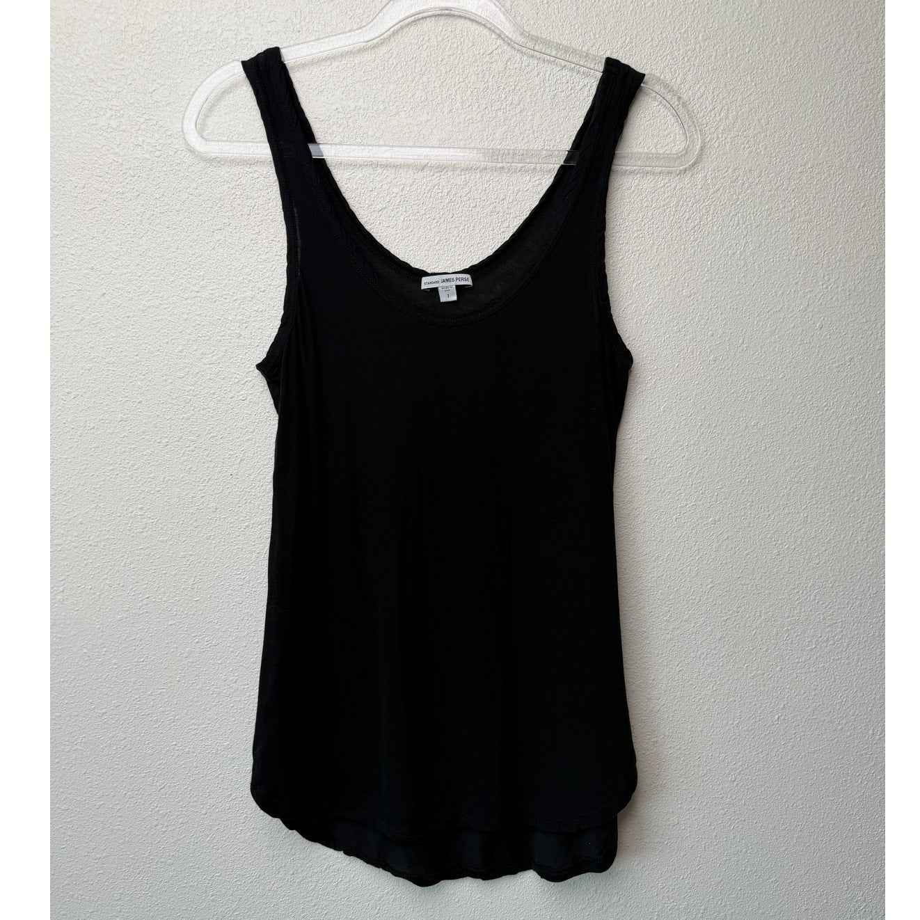 James Perse Black Longline Scoop Neck Tank Top Size 1