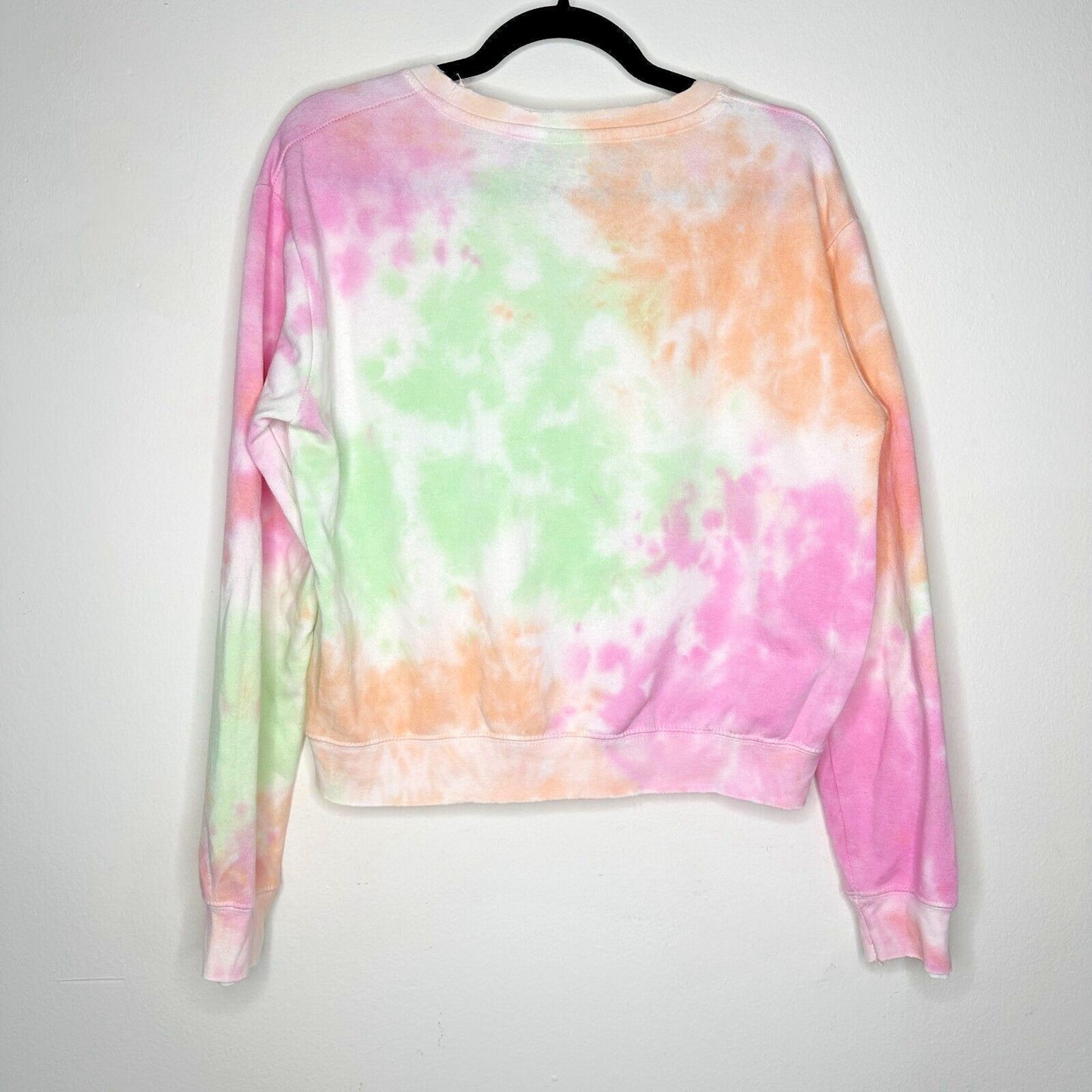 Southern Spirit Pale Sherbet Pink Green Tie Dye Long Sleeve Crew Sweatshirt S