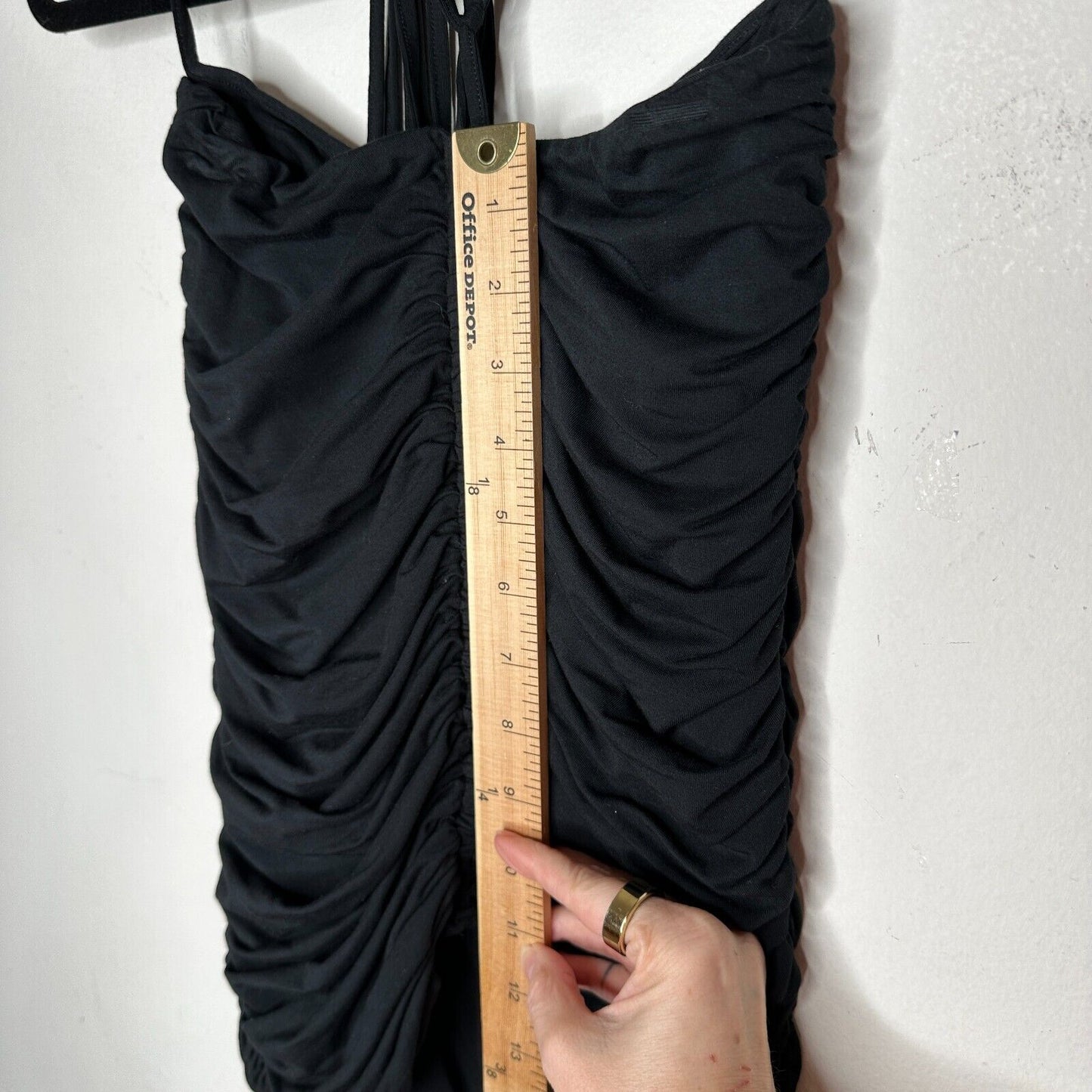 I.AM.GIA Black Ruched Mid-Rise Fitted Wrap Self Tie Waist Wrap Skirt XS
