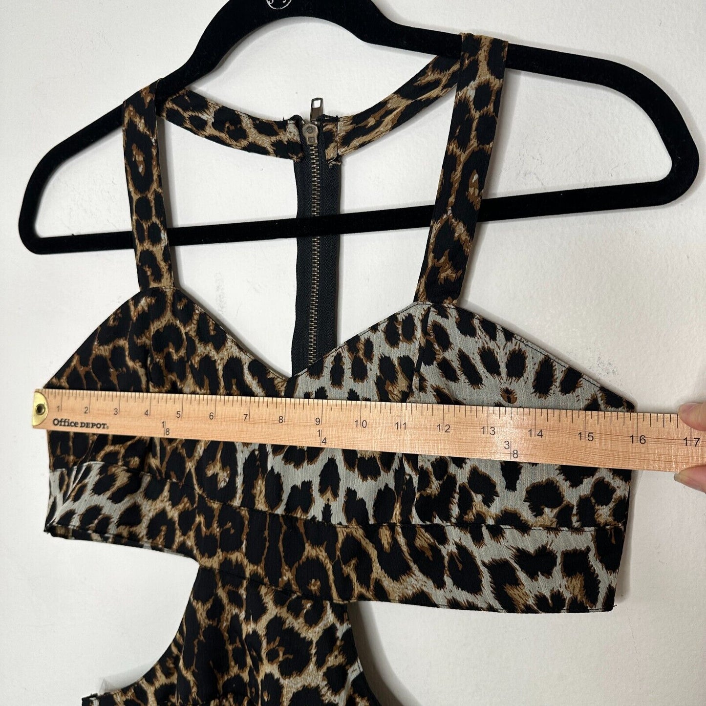 Xtaren Cheetah Print Strappy Hi-Low Open Side Sweetheart Neck Zip Back Dress S