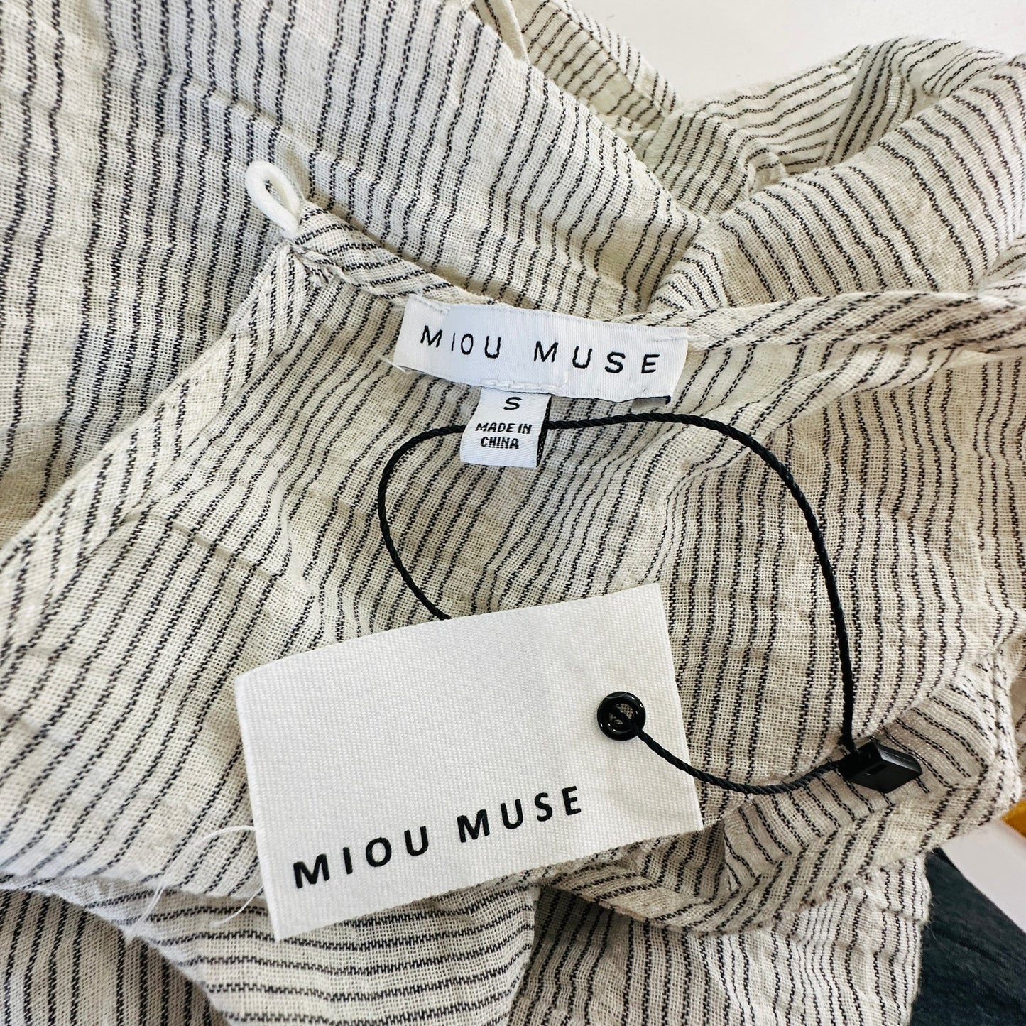 NWT Miou Muse Cream Black Striped Cutout Romper Small Linen Beach Resort Boho