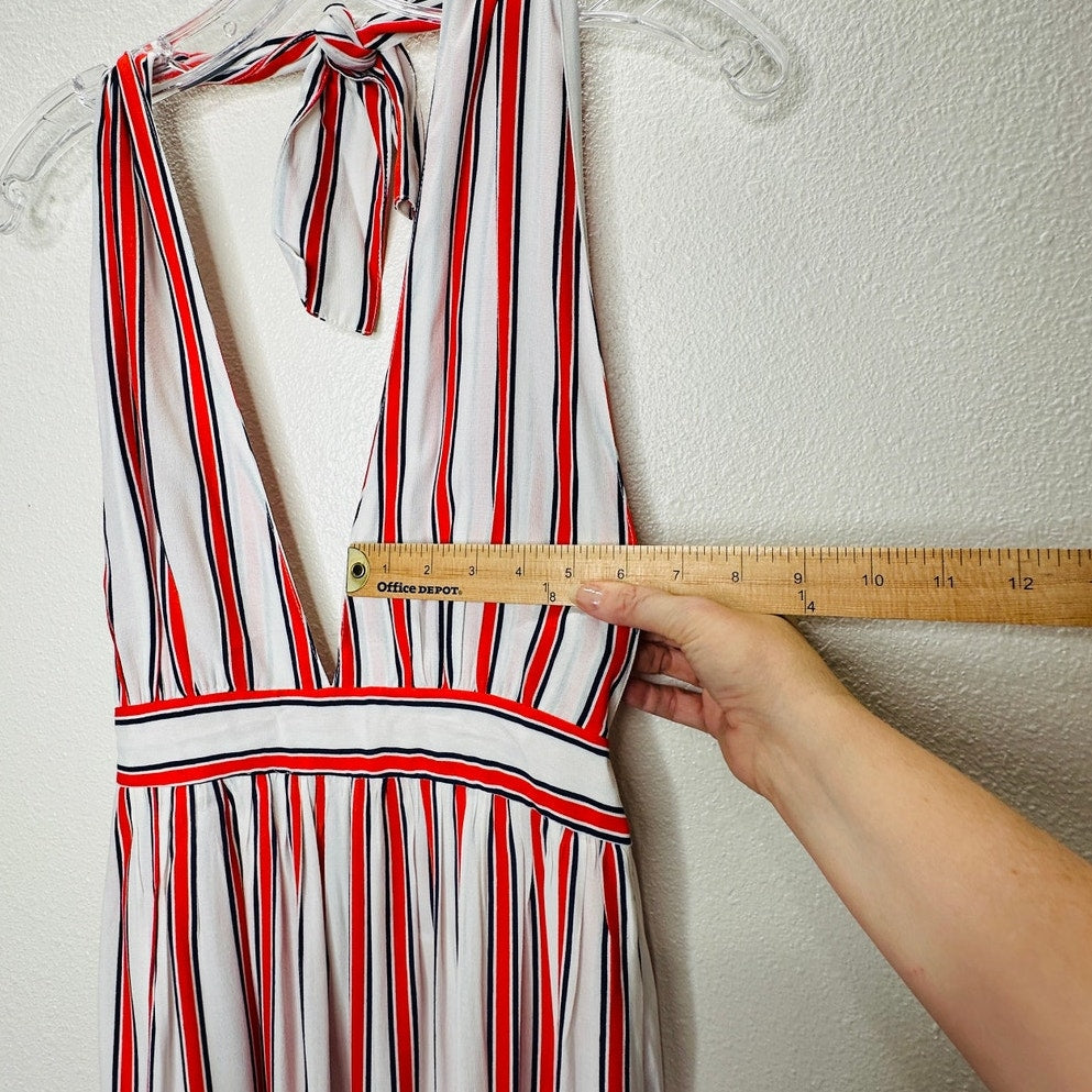 Urban Outfitters Raven White Red Blue Striped Halter Romper Jumpsuit S