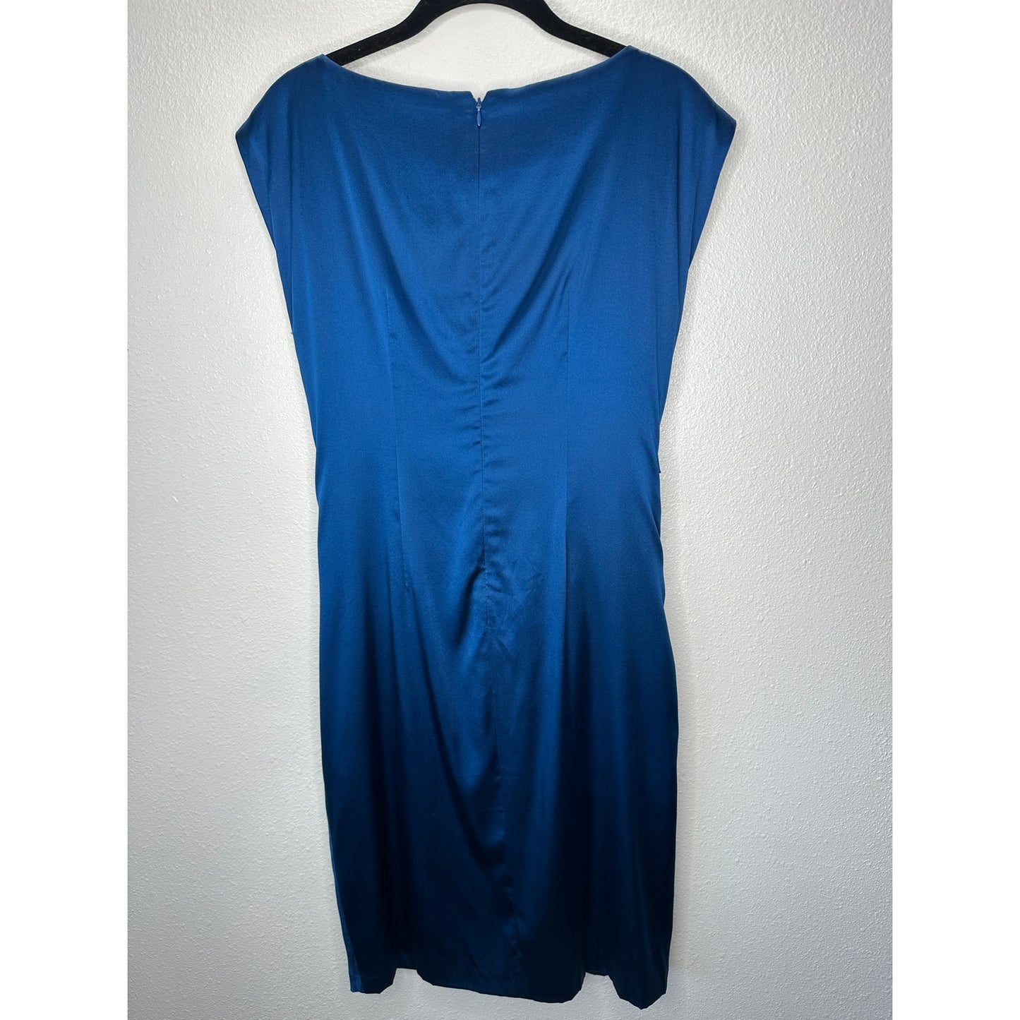 Suzi Chin Royal Blue Silk Lined Twist Front Sleeveless Mini Dress 4