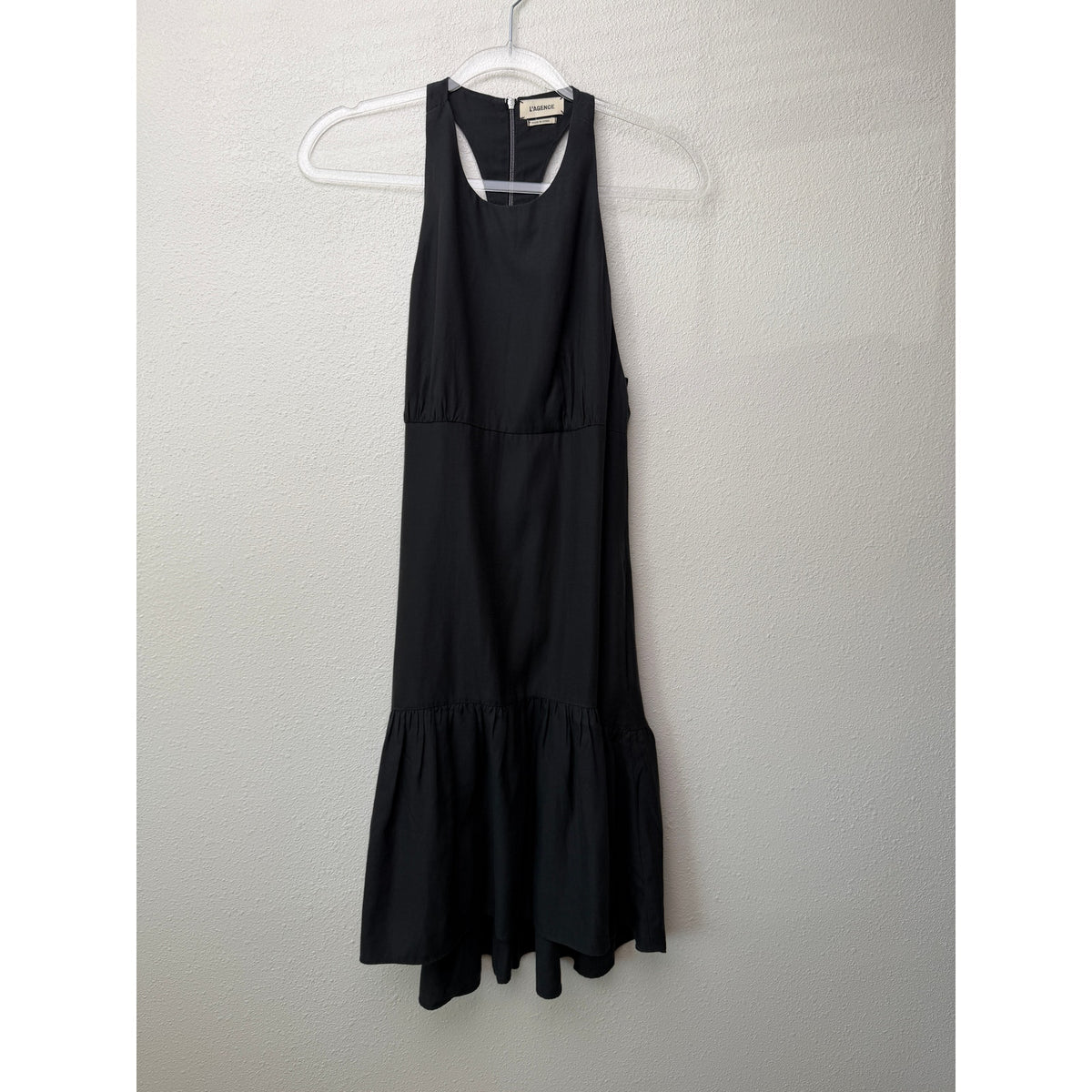 L'AGENCE Black Racerback Ruffle Hem Dress Women 4