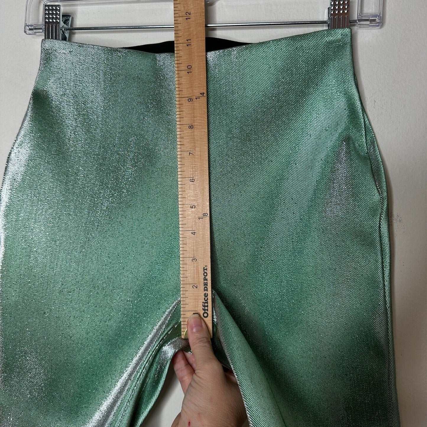 NWT AREA Mint Green Silver Lamé Cycling Shorts above knee Reflective Biker Small