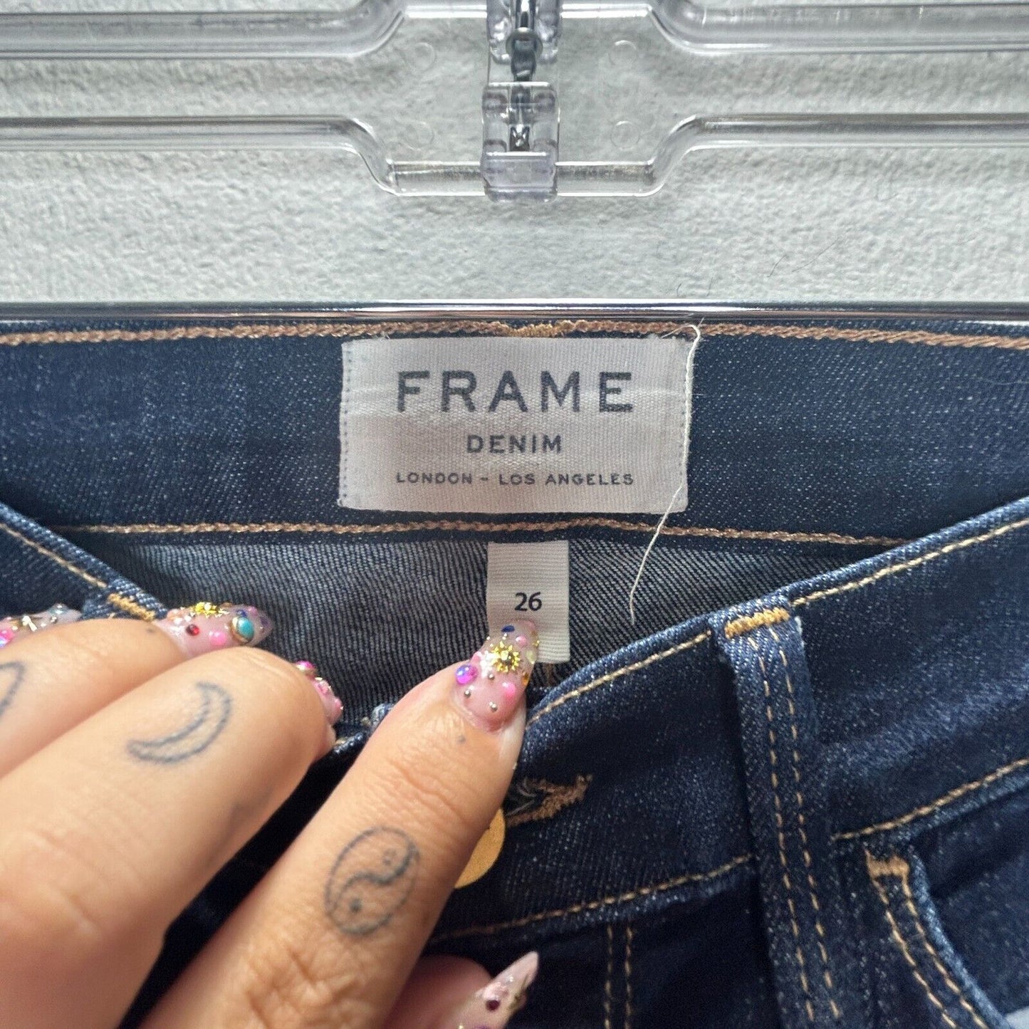 Frame Dark Blue Wash Le Skinny de Jeanne Queensway Denim Stretch Skinny Jean 26