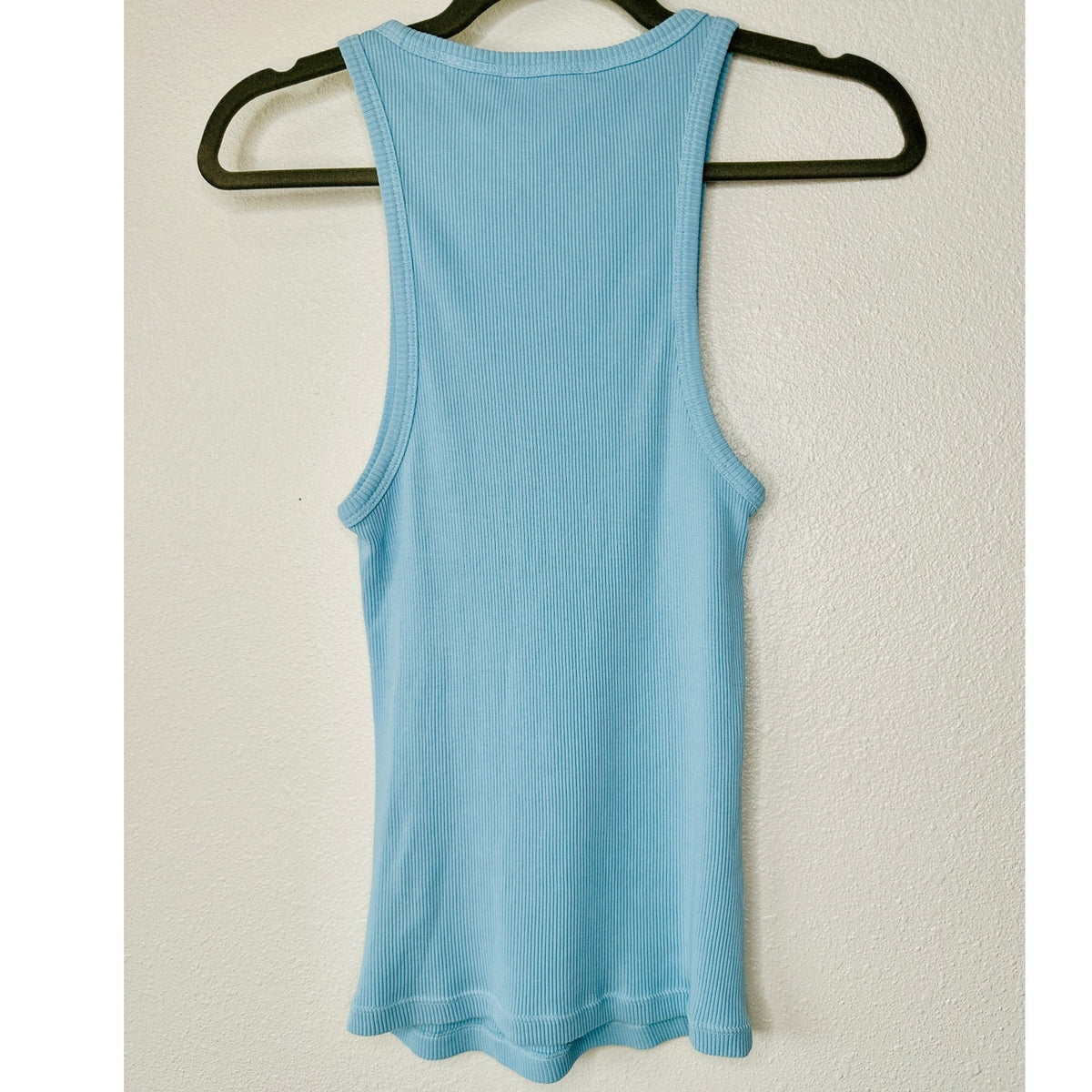 7 For All Mankind Baby Blue High Neck Ribbed Tank Top M