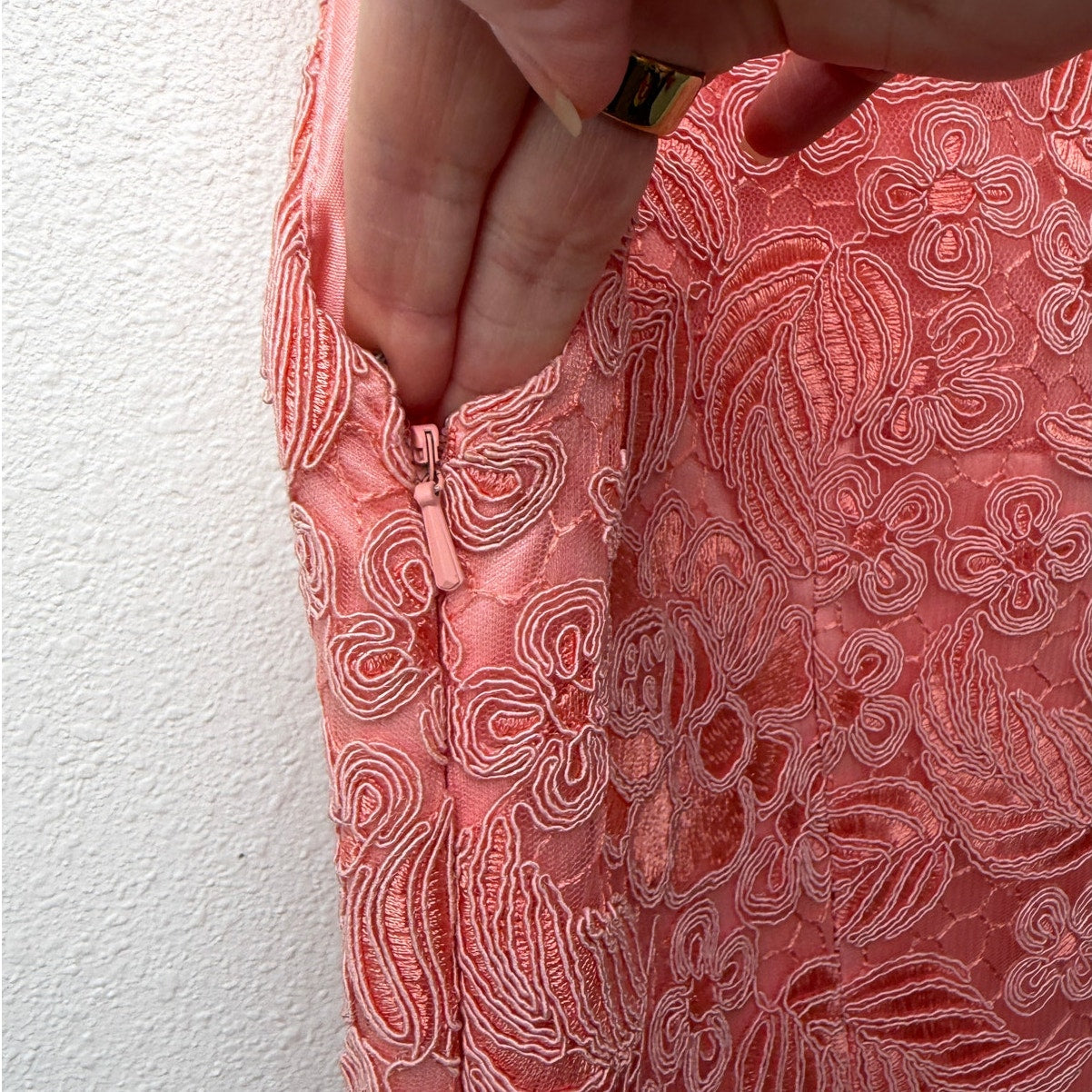 Sue Wong Nocturne Peach Embroidered Dress Women 16