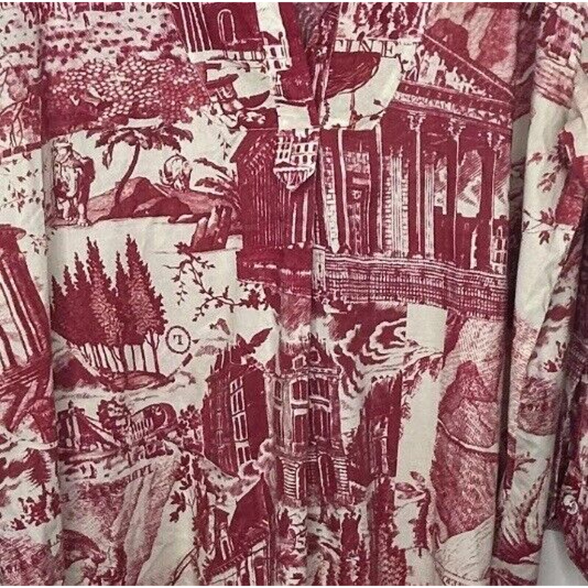 Libertine Red & Cream Toile De Nantes Print Half-Button Long Sleeve Tunic L / XL