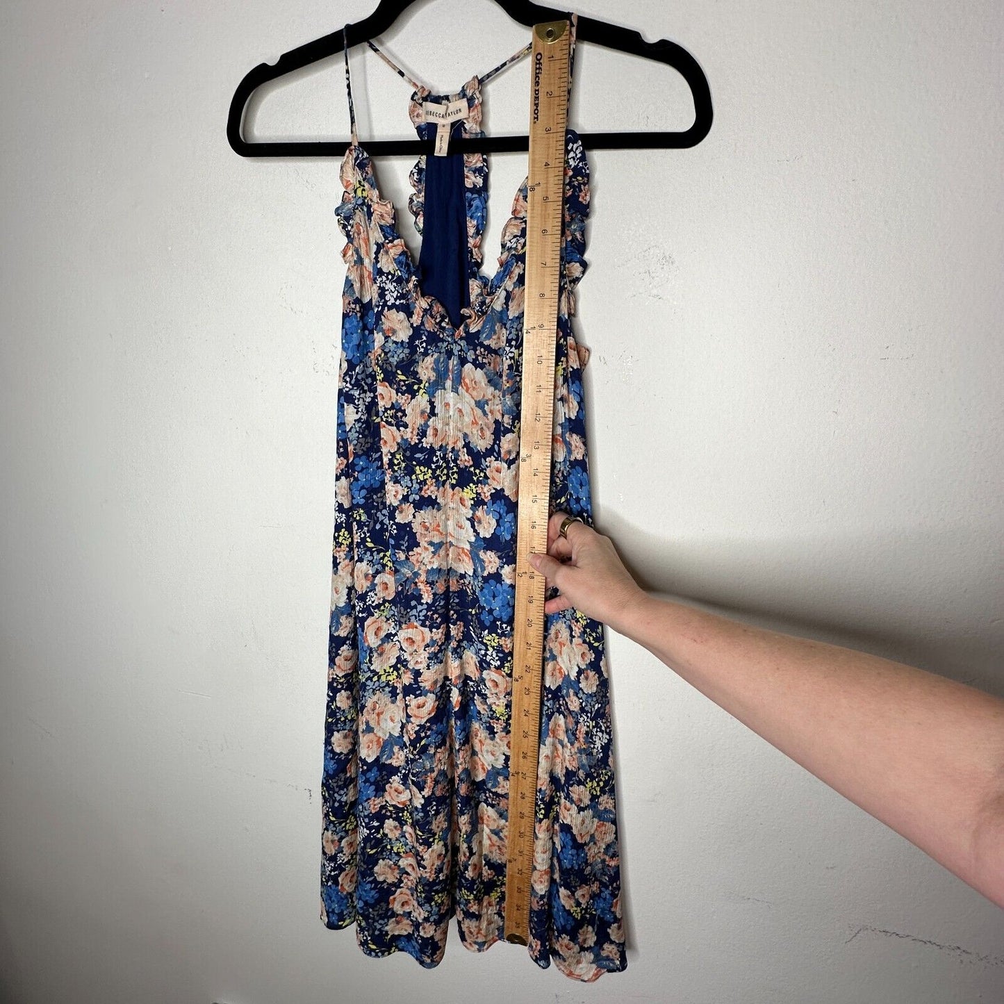 Rebecca Taylor Gigi Fleur Slip V-Neck Racer Back Silk Pleated Fabric Dress 8