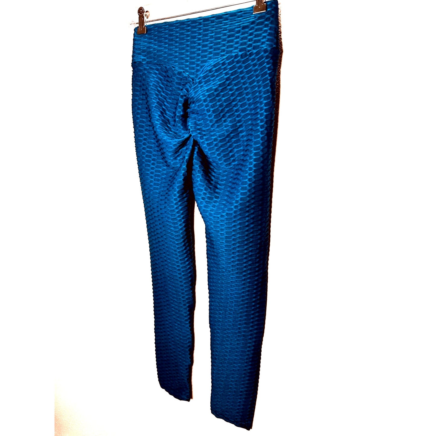 Dark Blue Embossed Scrunch Butt Yoga Pant Medium