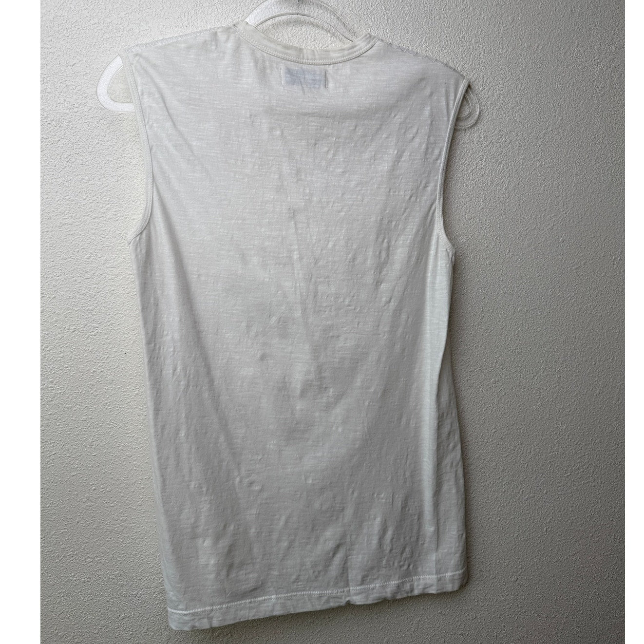 Pepin White Sheer Mesh Tassel Sleeveless Top Scoop Neck Linen Blend