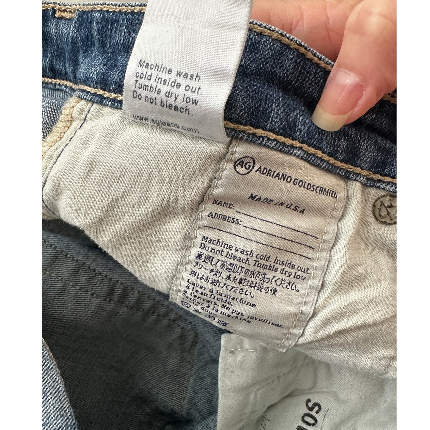 AG Medium Wash Whiskered Raw Hem Stilt Crop Cigarette Crop Jean 29