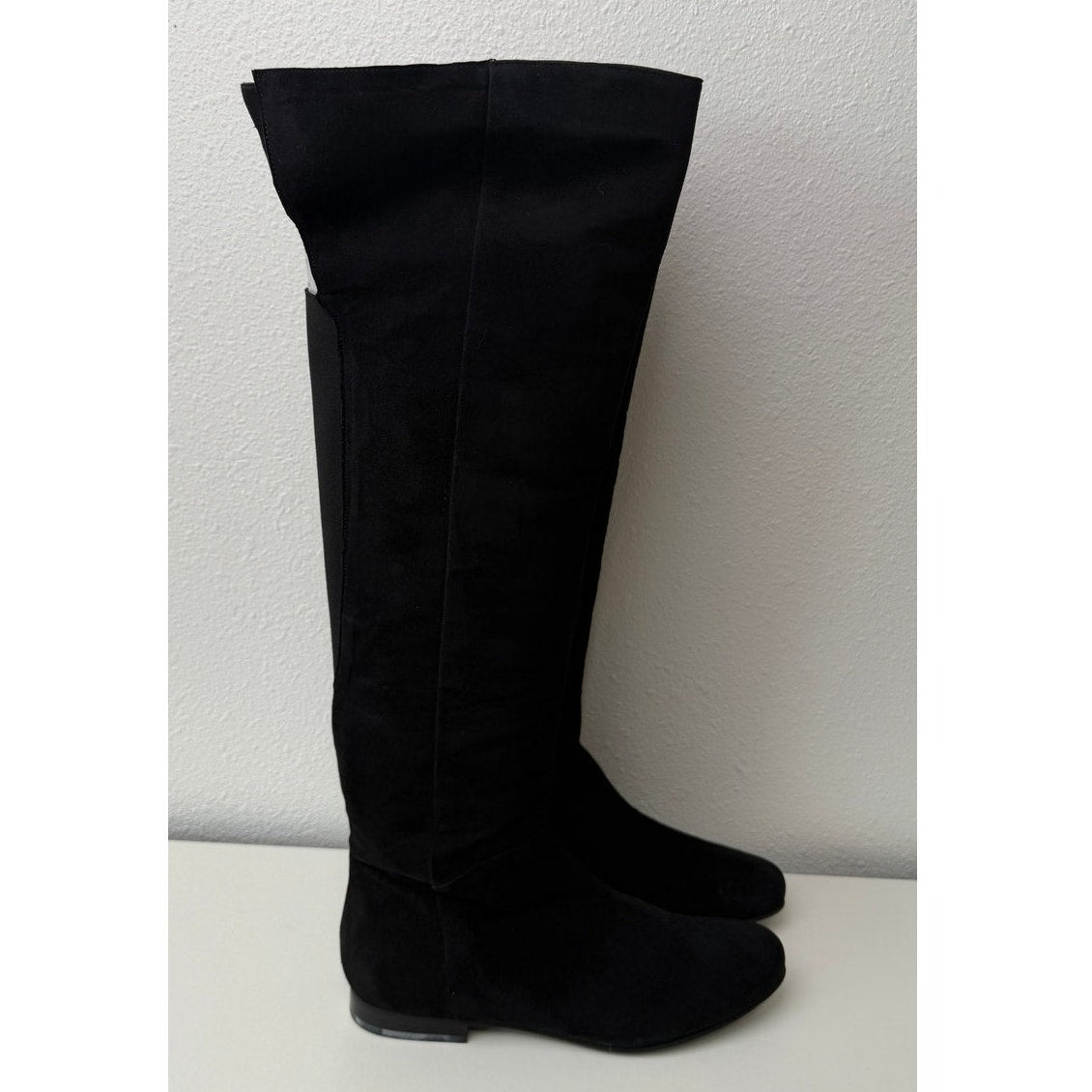 French Sole Pandora Black Suede Knee Boots Womens 8.5