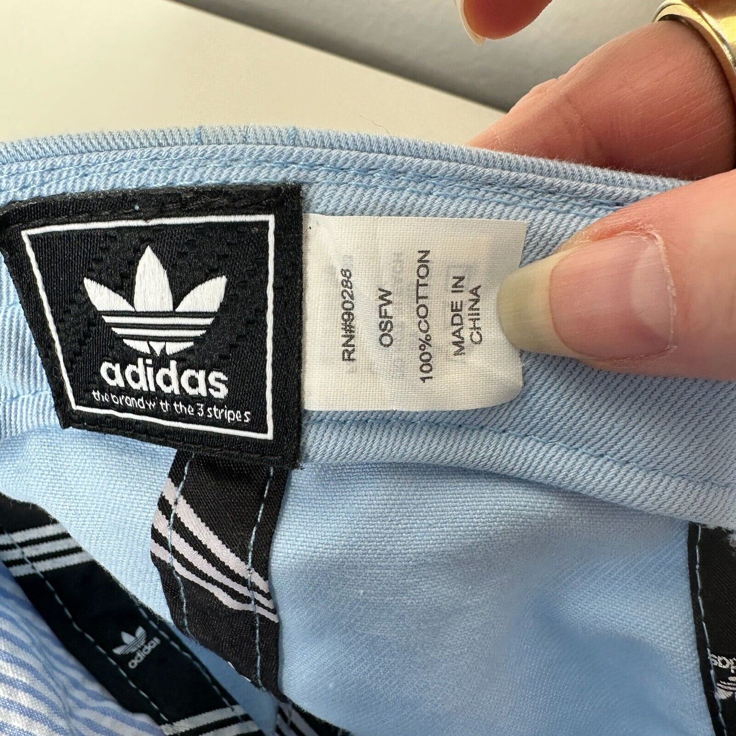 Adidas Pale Baby Blue with Black Adidas Logo Womens Baseball Hat OS