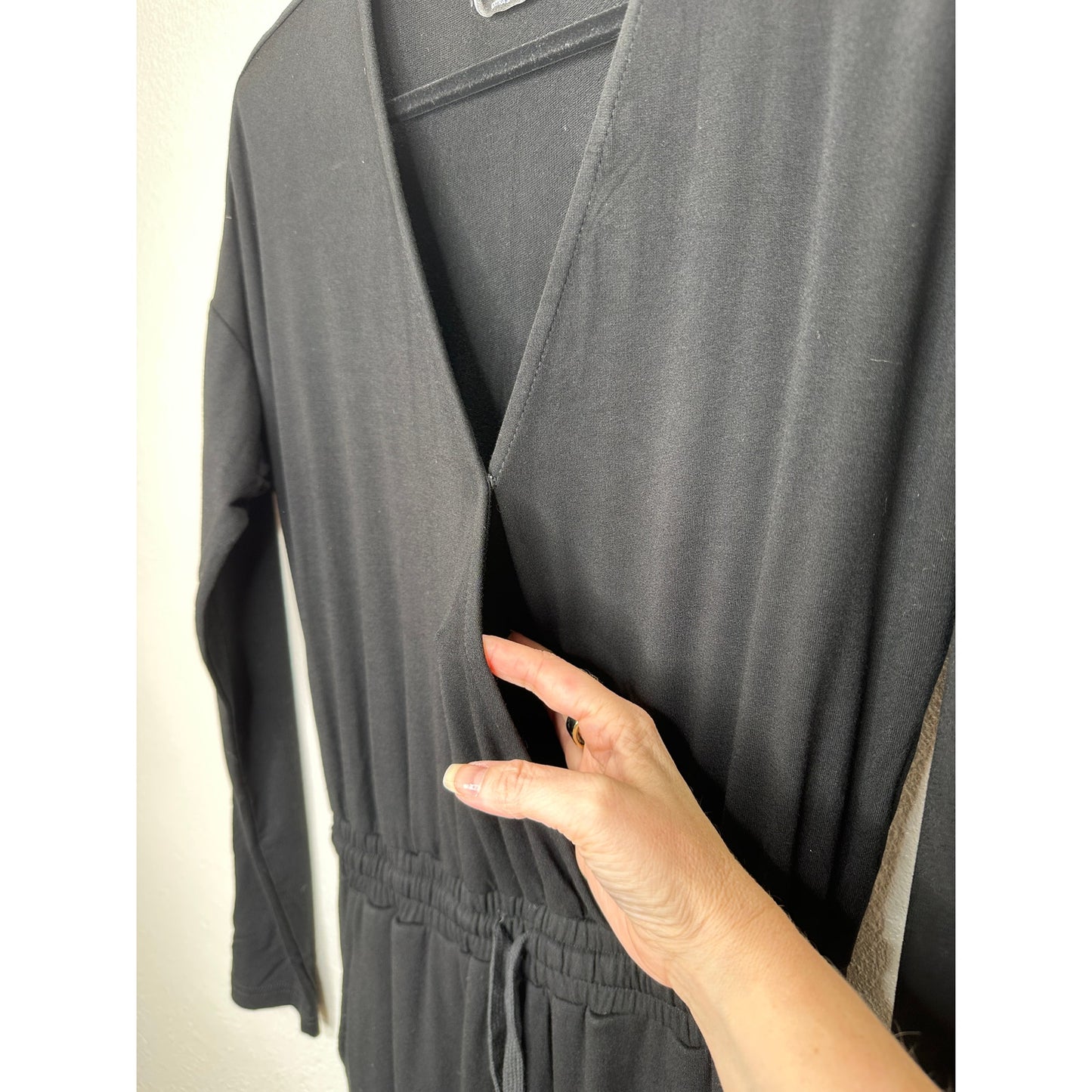 VICI Black Colette Deep-V Long Sleeve Pocketed Drawstring Jumpsuit XS