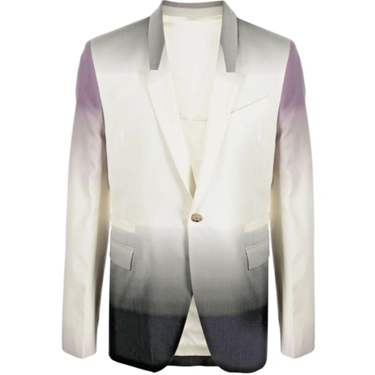 Rick Owens Cream Slim Fit Degrade Black Eggplant Virgin Wool Blazer Jacket 38