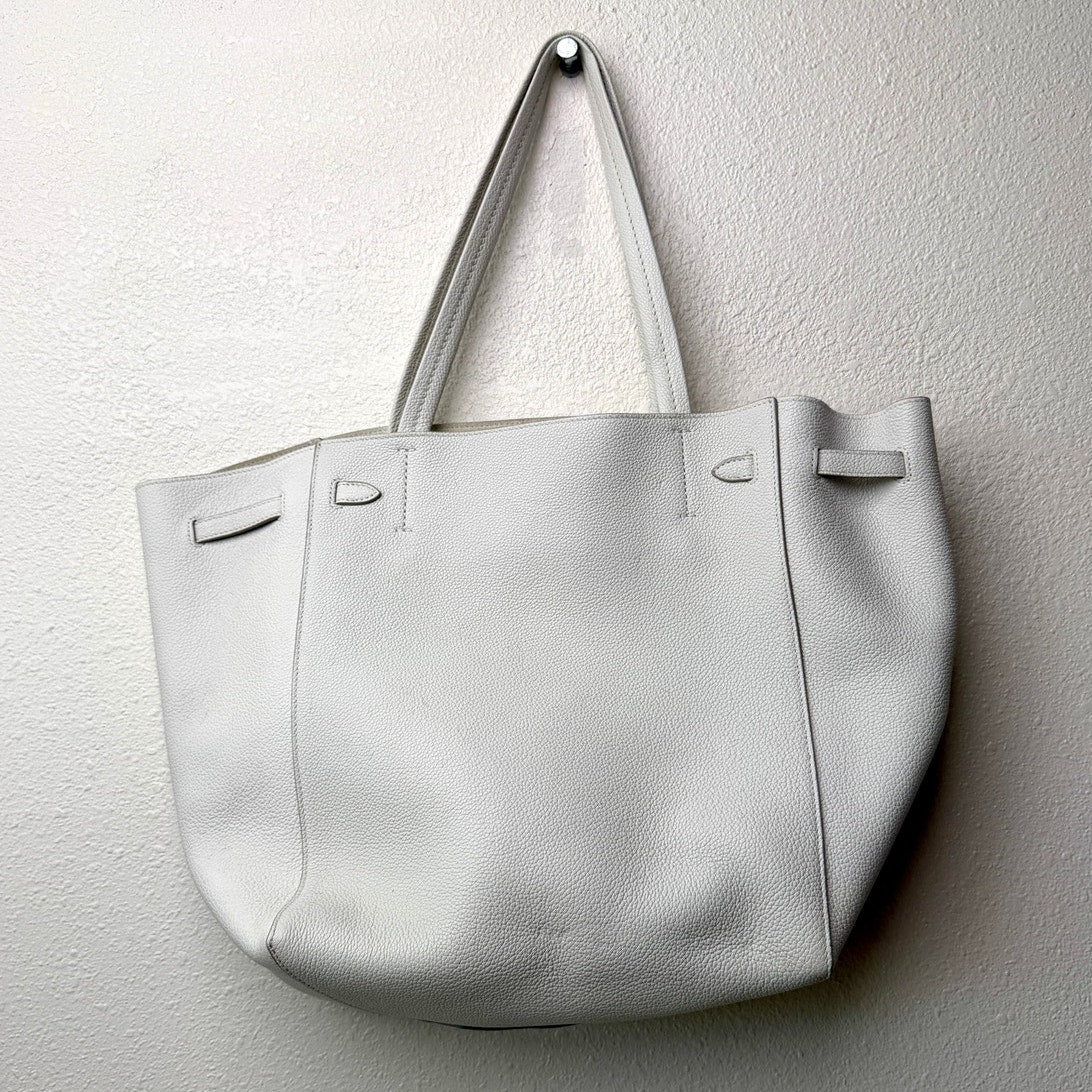 Celine Medium Cabas Phantom Ivory Grained Calfskin Leather Tote Bag