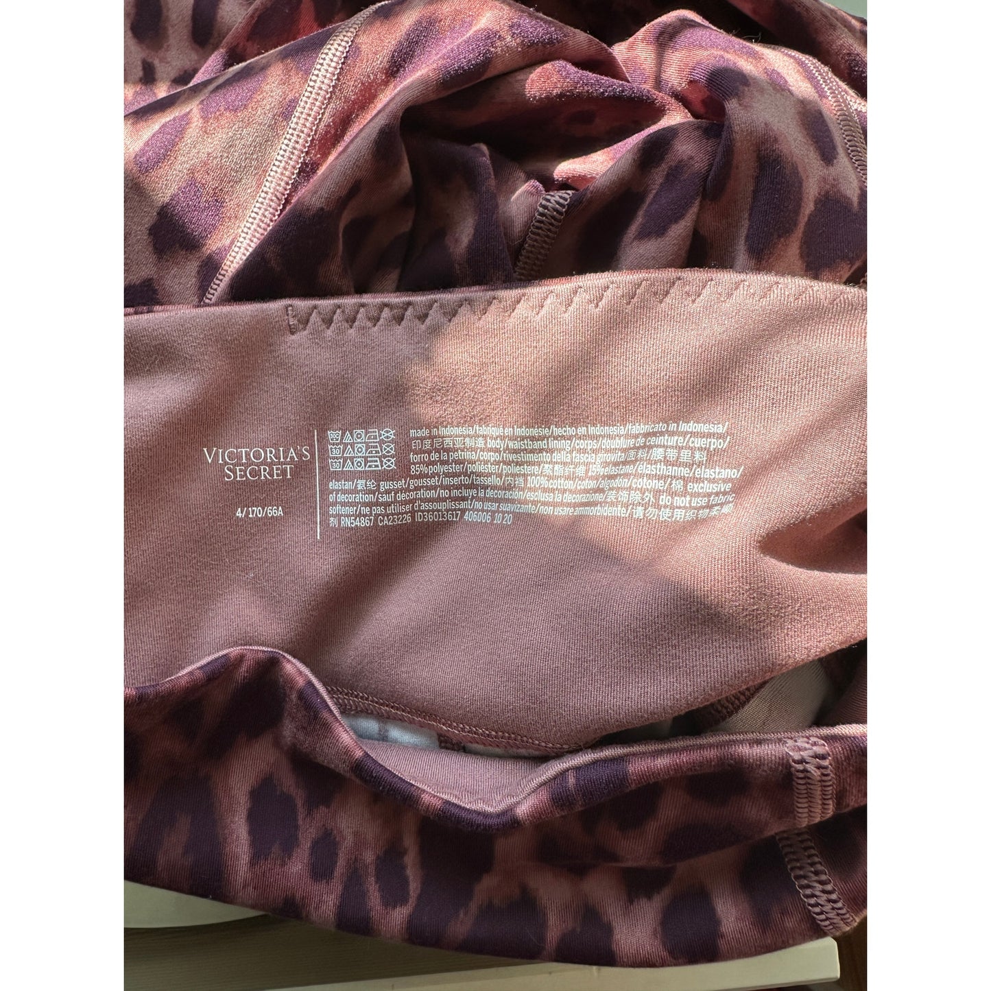 Victoria Secret Pink & Brown Leopard Print Pocketed Leggings 4
