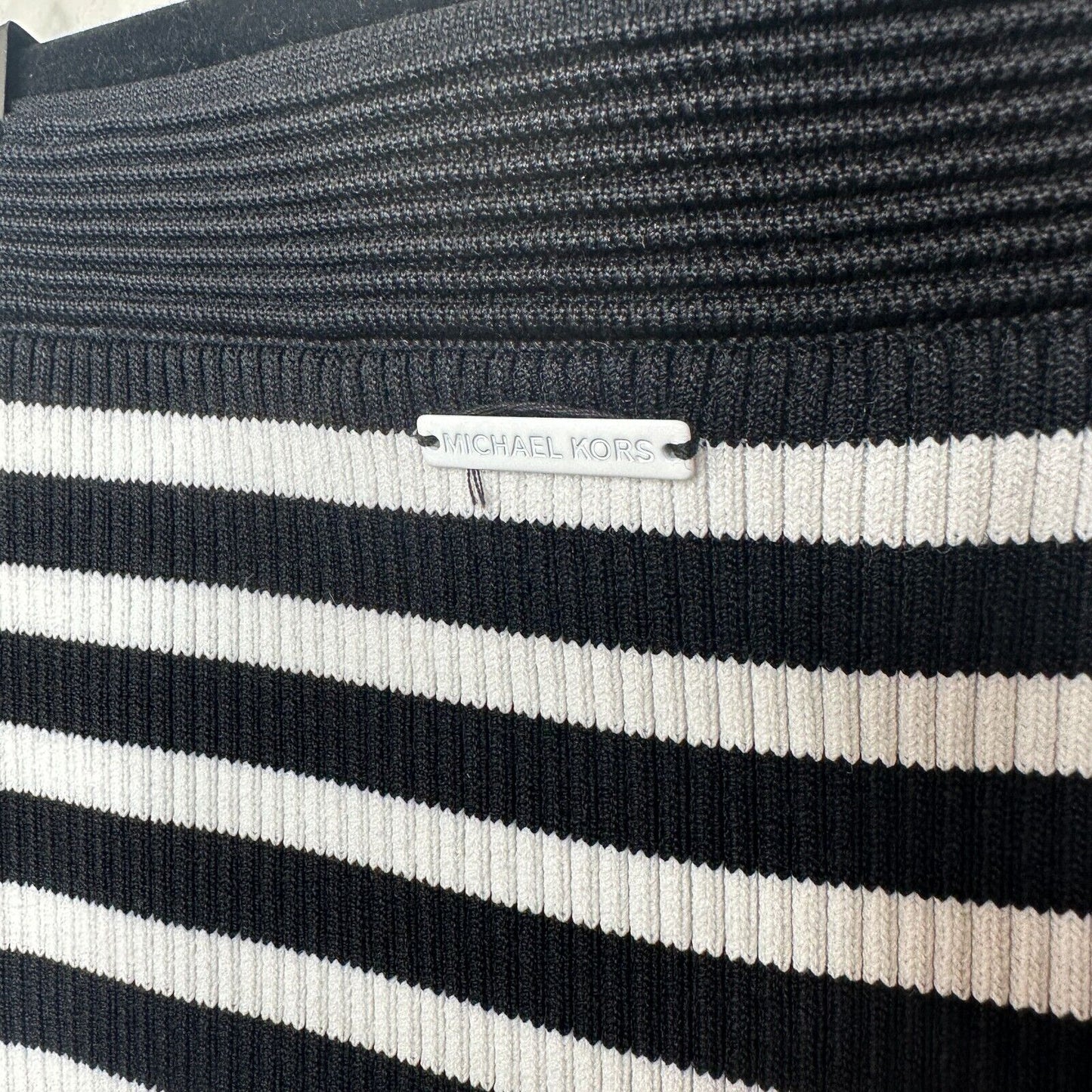 Michael Kors Black & White Striped Stretch Bodycon Tube Maxi Skirt XXS
