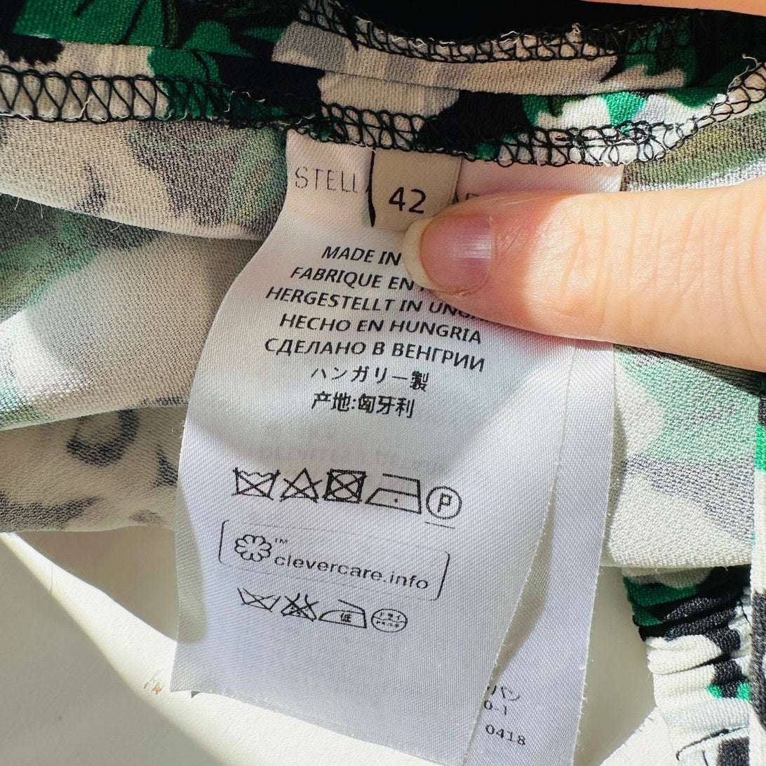 Stella McCartney White Black Green Floral Print Julia Flora Jogger Pants M
