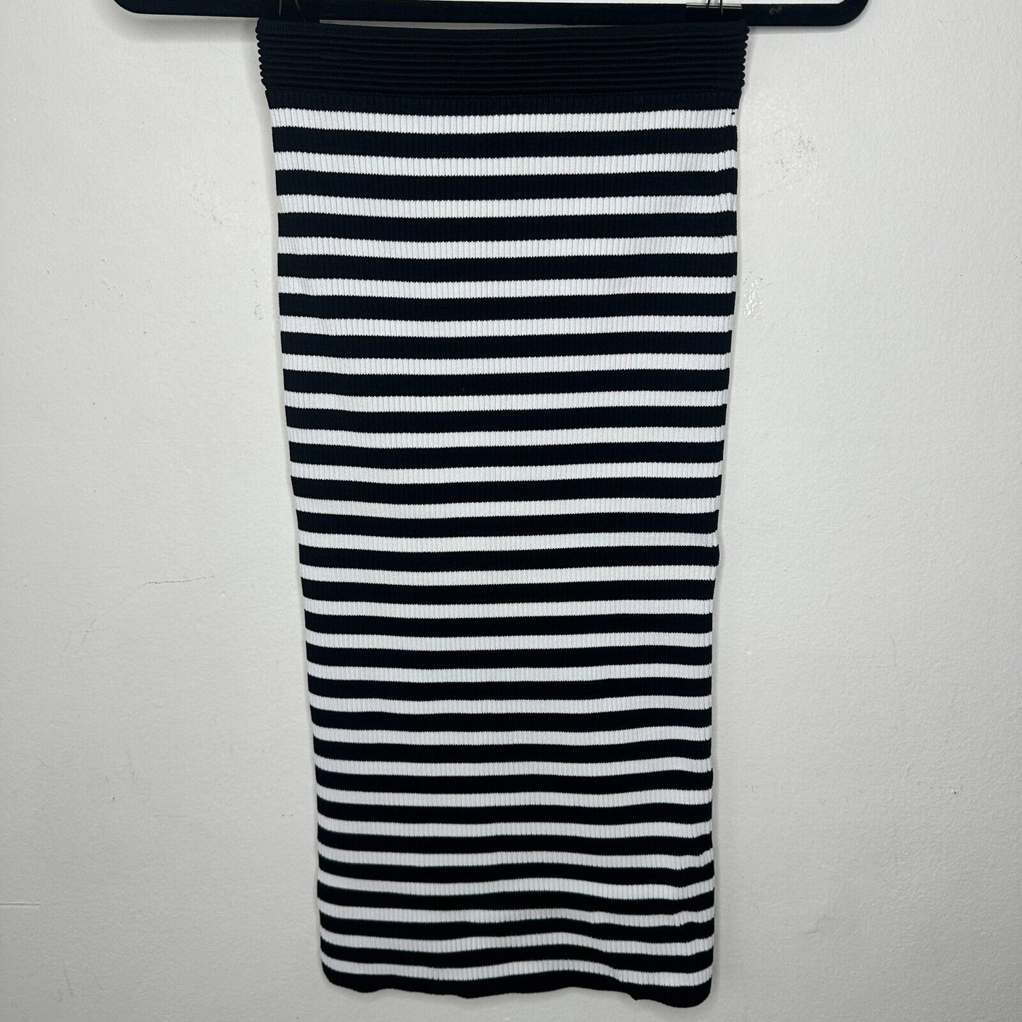 Michael Kors Black & White Striped Stretch Bodycon Tube Maxi Skirt XXS