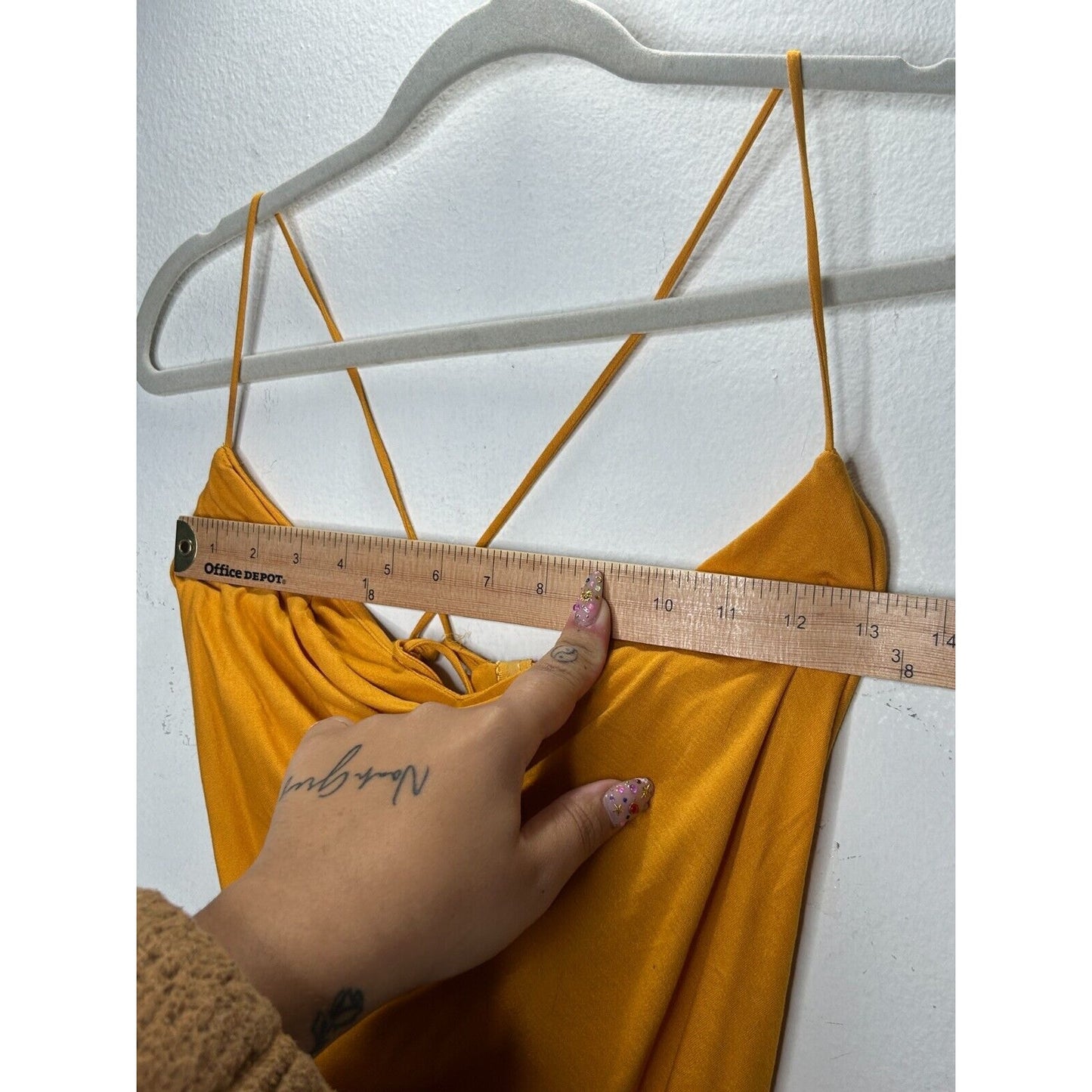 BCBGMAXAZRIA Orange Simone Flame Drape Open Criss Cross Tie Back Summer Top XS