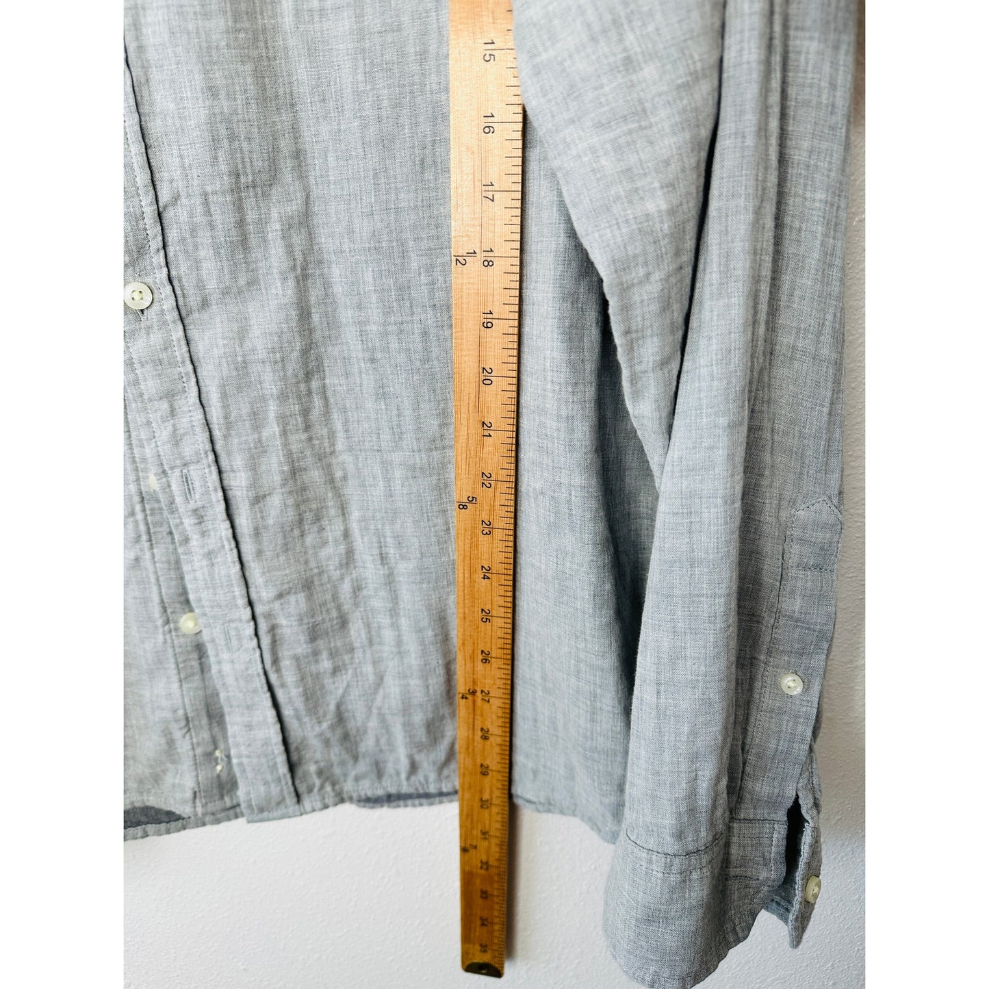 Goodfellow Light Gray Linen Long Sleeve Button Collared Shirt 2XL