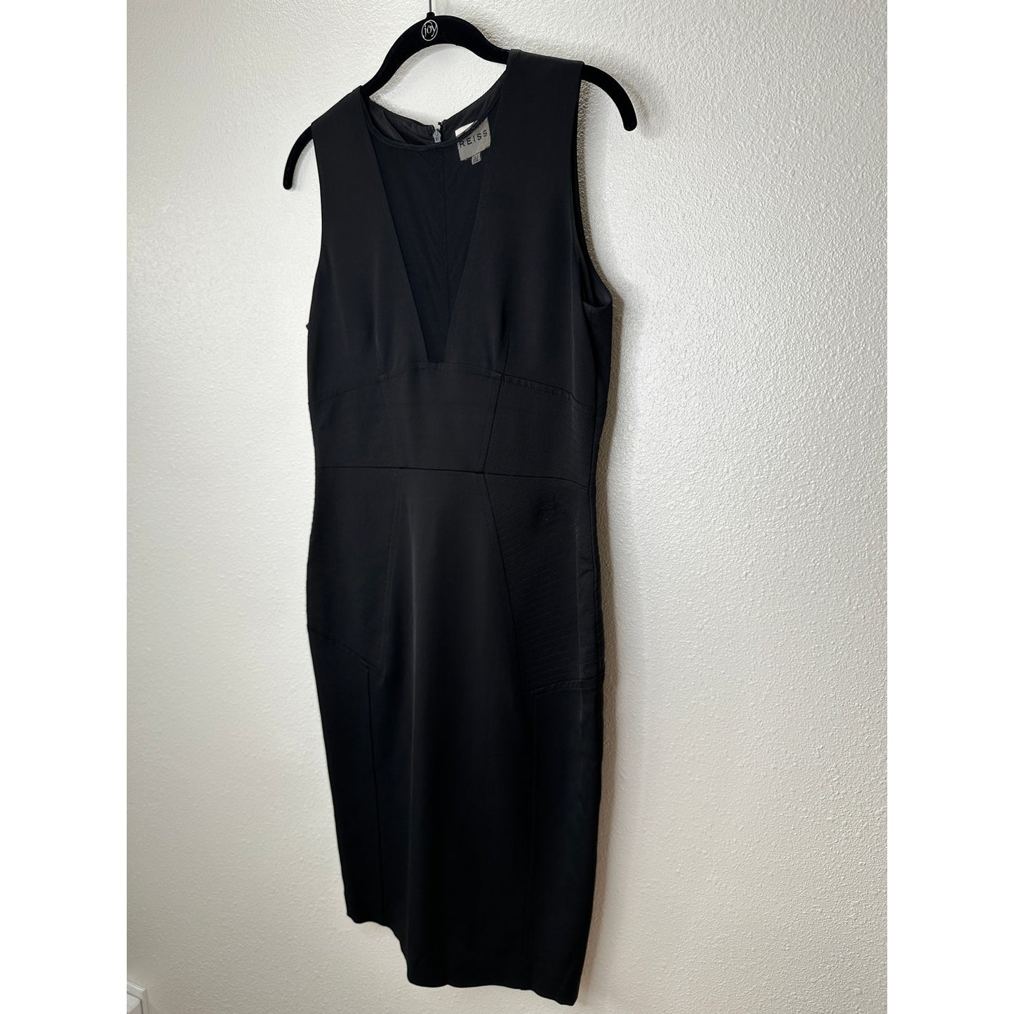 Reiss Black Sheer Mesh Brightwell Pencil Sheath Dress 6