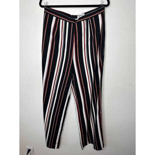 About Us Lenny Black Red White Stripe Pants Flare Trousers Back Zip Pockets L