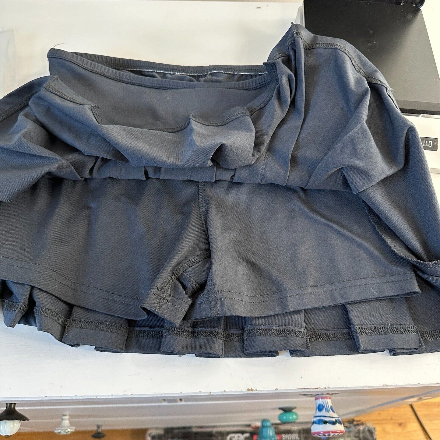 Bolle Jet Black Tennis Pickleball Pleated Skirt or Skort Built in Shorts S