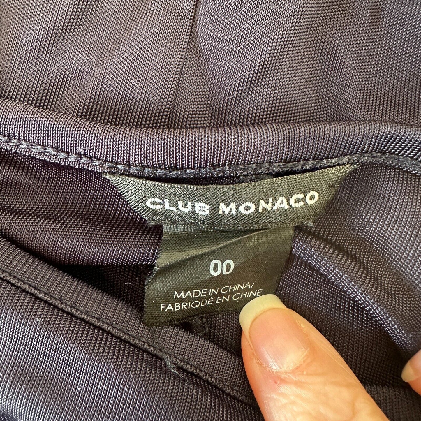 Club Monaco Sexy Jet Black Bodycon Long Sleeve Boat Neck Side Ruche Mini00