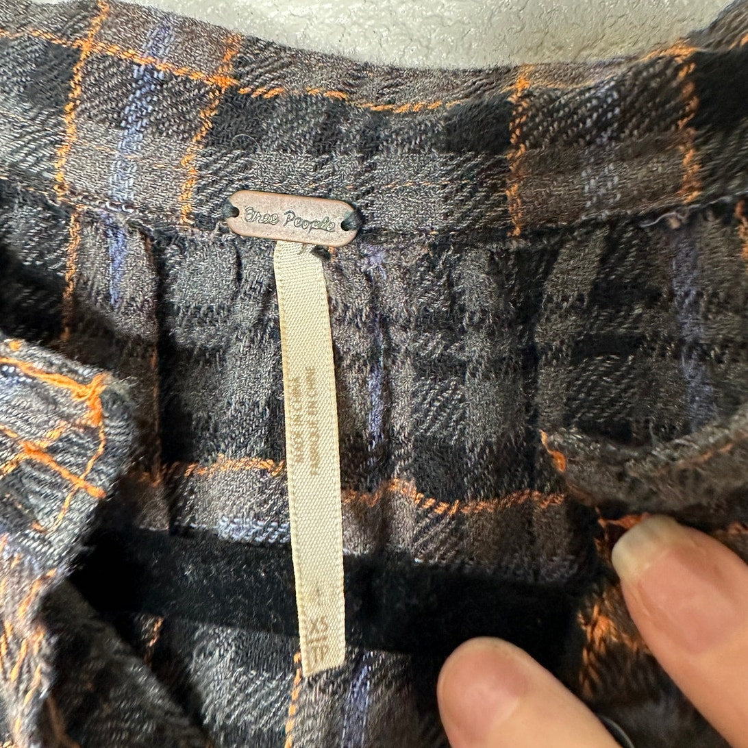 Free People Northern Bound Oversized Plaid Half Button Long Sleeve Shirt XS