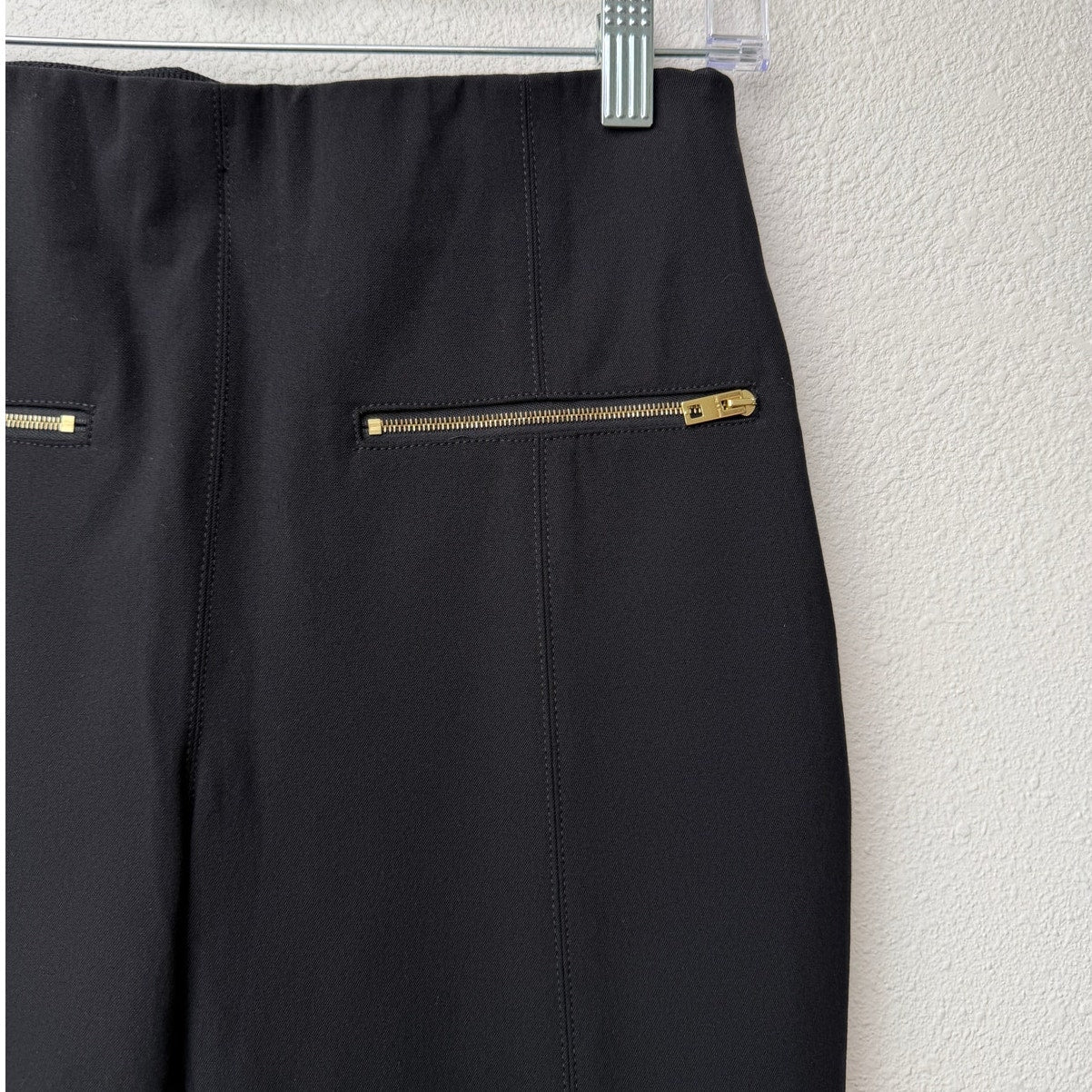NWT Rag & Bone Annie Black Cropped Ponte Pants Gold Zip