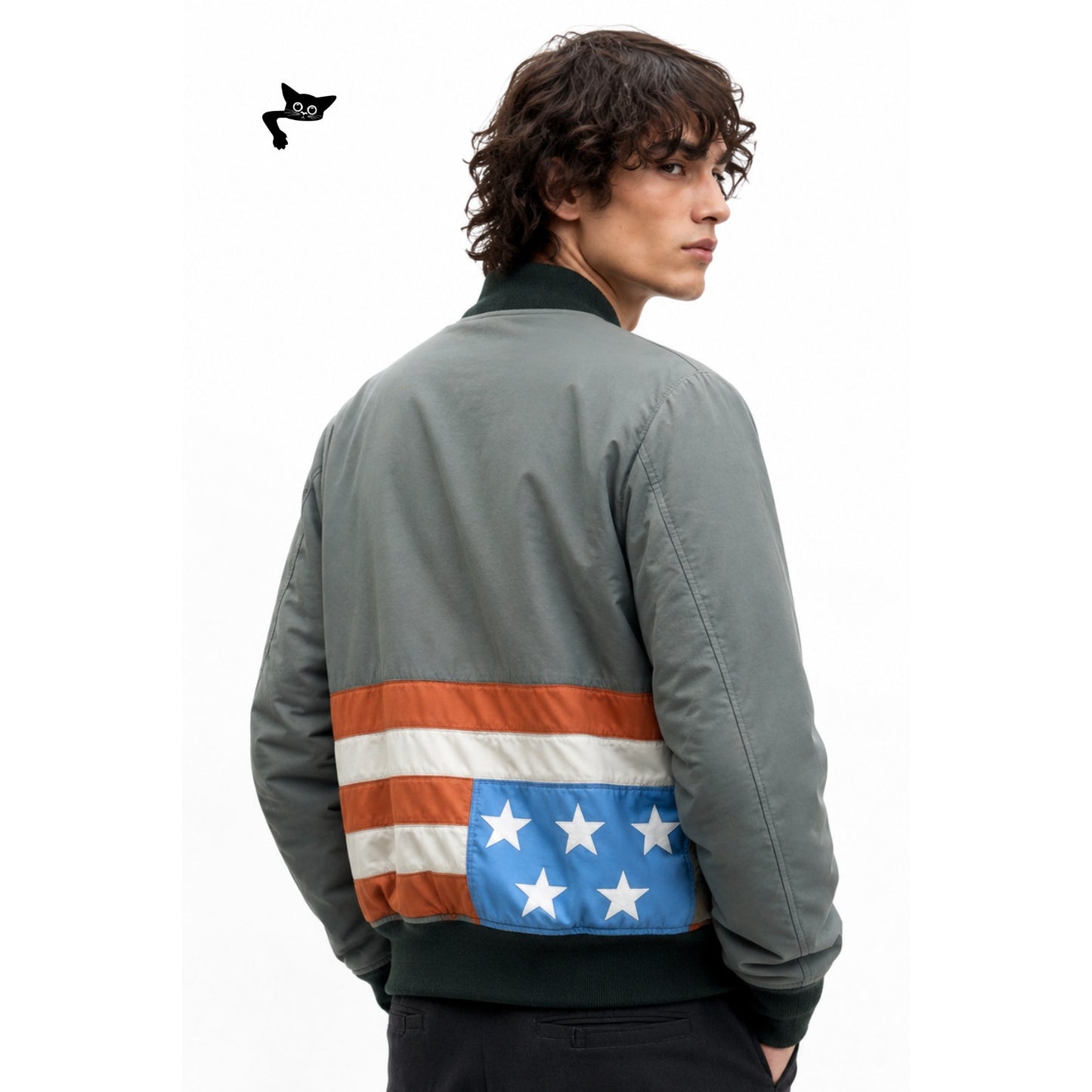RARE Visvim Thorson Flag Panel MA-1 Bomber Jacket Size 3 Gray Japan