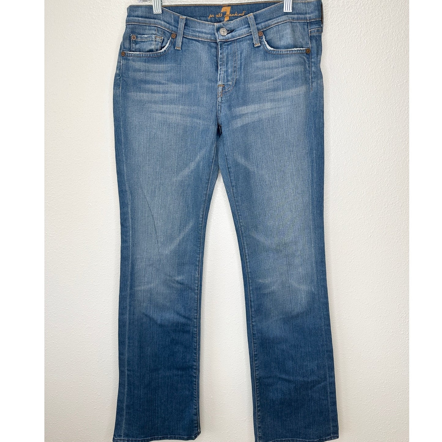 7 For All Mankind Light Medium Wash Boot Cut Flare Jeans Low Rise 30