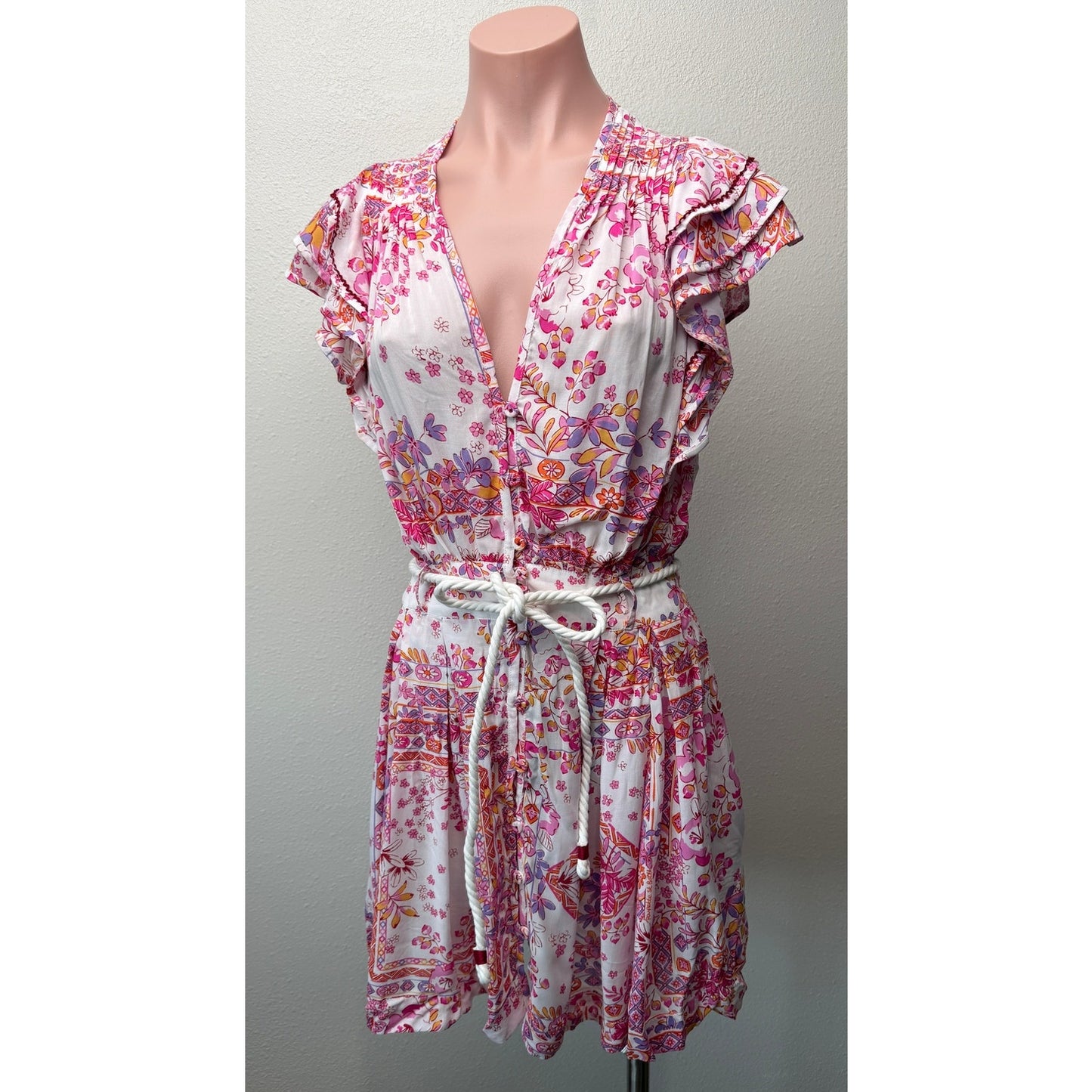 NWT Poupette St Barth Bice Pink Womens Mini Dress S