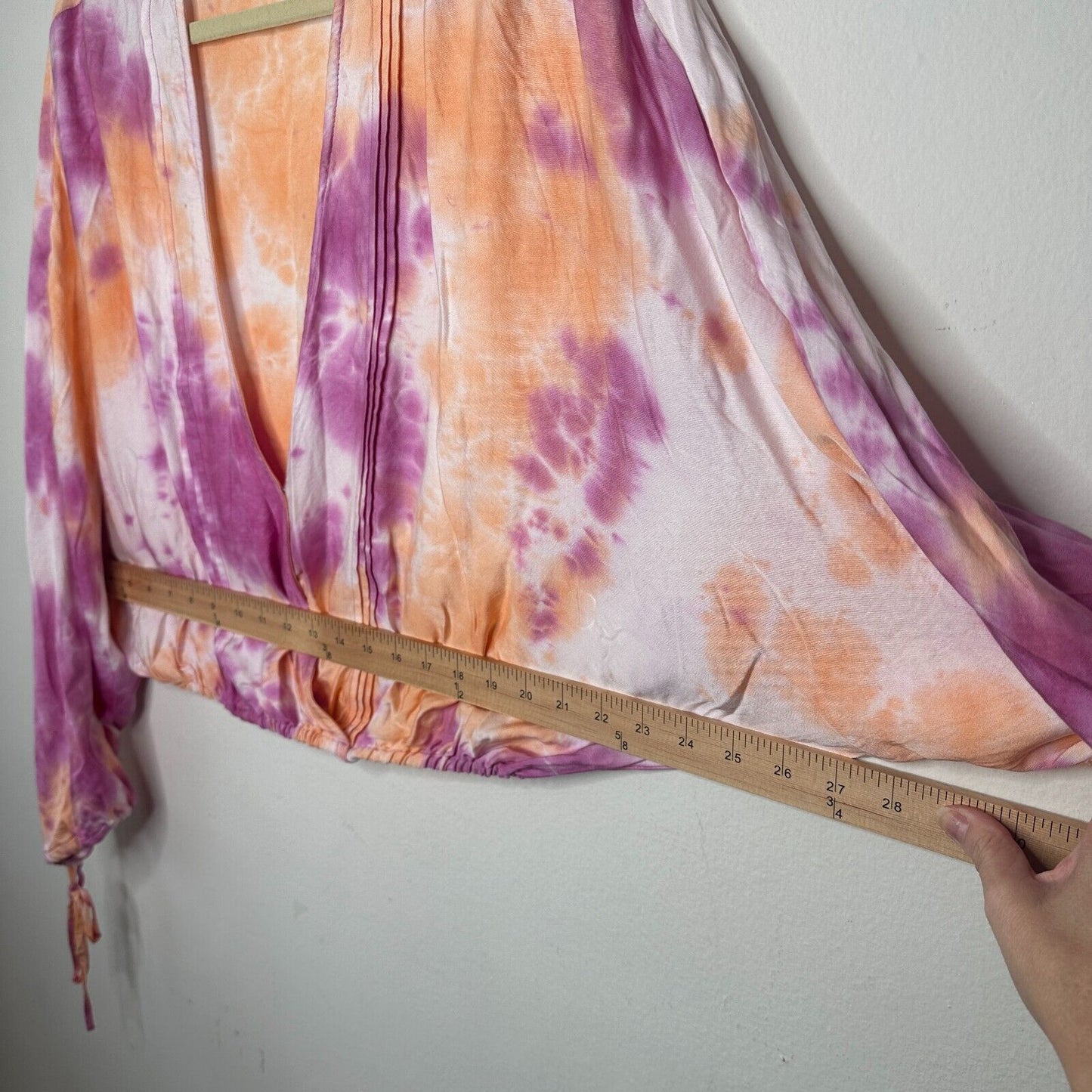 Revolve Tularosa Dolce Deep-V Pastel Tie Dye Pintuck Top Cuff Ties Medium