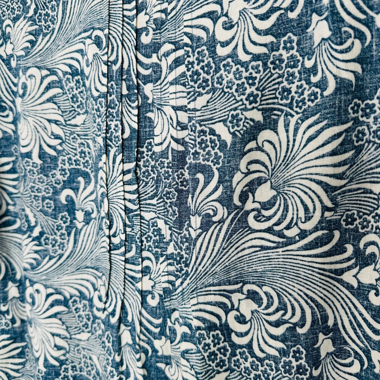 Faherty Cream & Blue Hawaiian Print Gemina Tunic Dress Split VNeck Short Sleeve