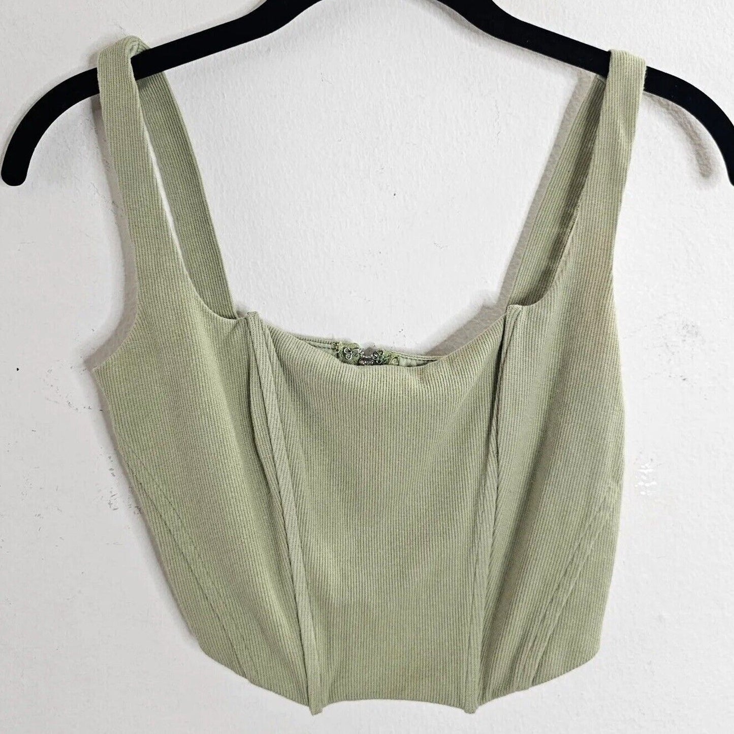 Beige Botany Ultra Soft Structured Mint Green Square Neck Corset Crop Top Small