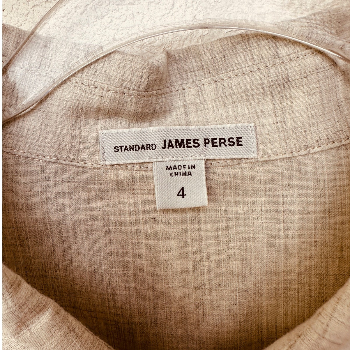 James Perse Linen Shirt Beige Gray Long Sleeve Collared Button Down 4 / XL