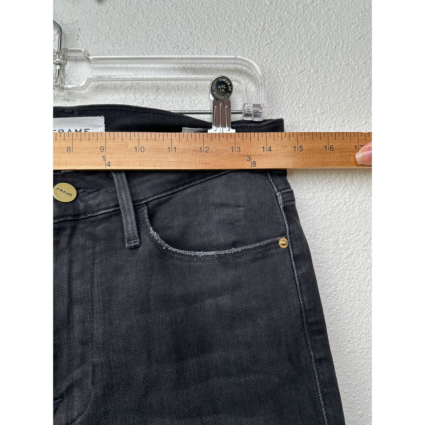 NWT Frame Le High Straight Jeans Black Raw Hem Women's 27