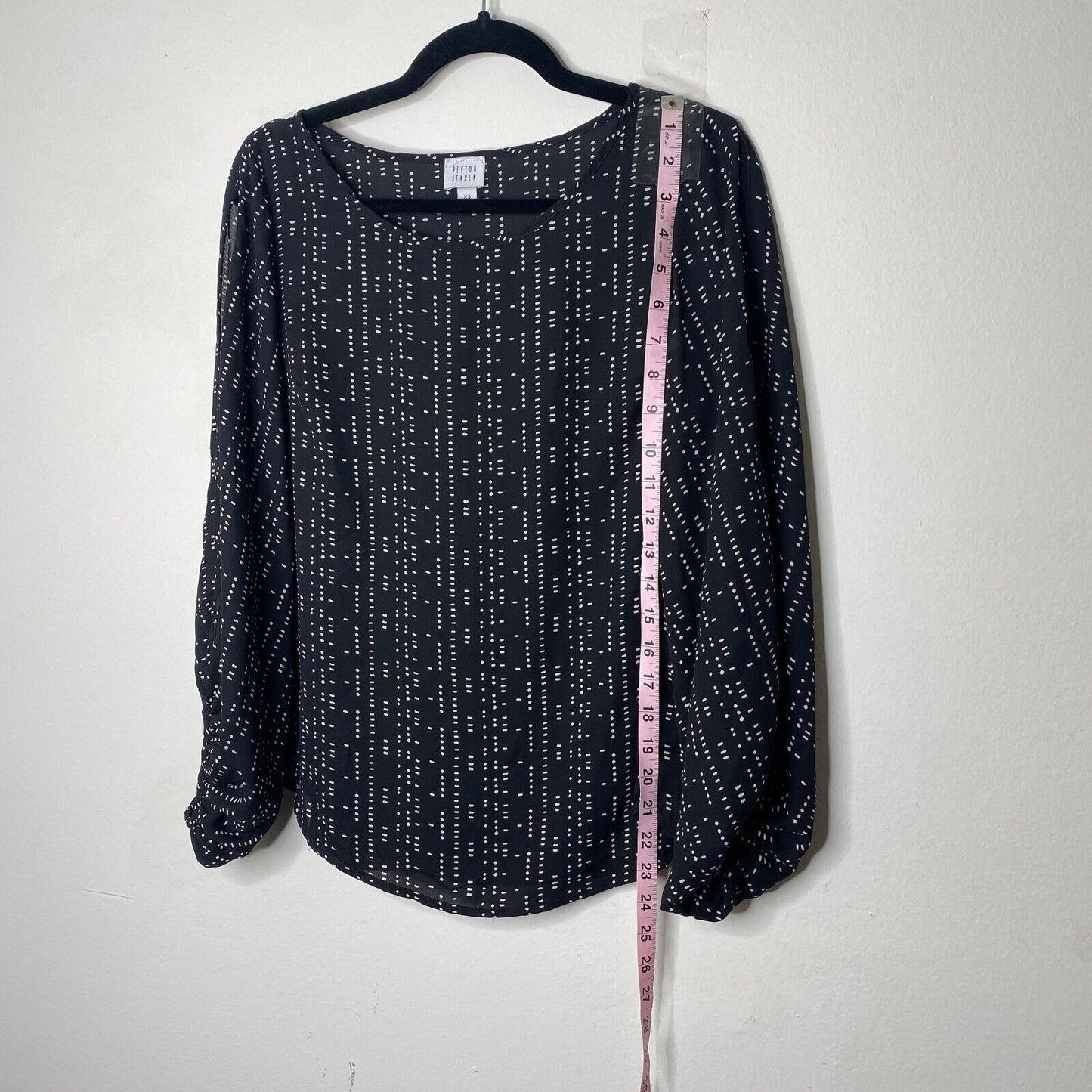 Peyton Jensen Black White Striped Long Sleeve Round Neck Blouse XS