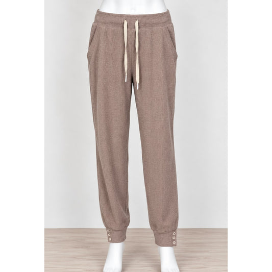 Z Supply Taupe Ribbed Knit Snap Ankle Jogger Pants Women's US XS
