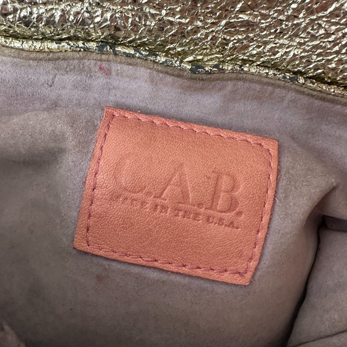 C.A.B. Gold-Silver Shimmer Clam Shell Design Fabric Shoulder Strap Snap Close