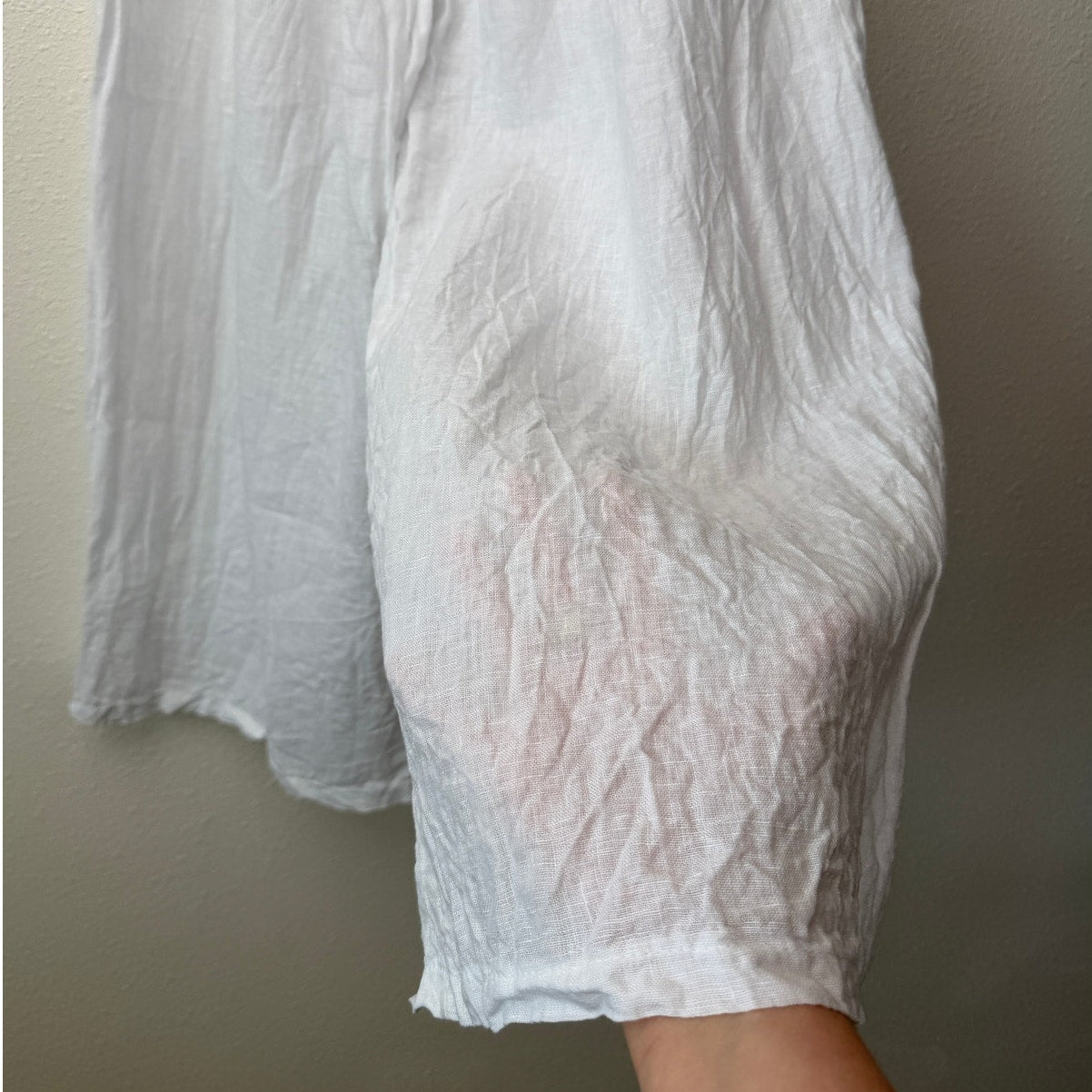 Nati White Linen Wide Leg Palazzo Pants High Rise Drawstring