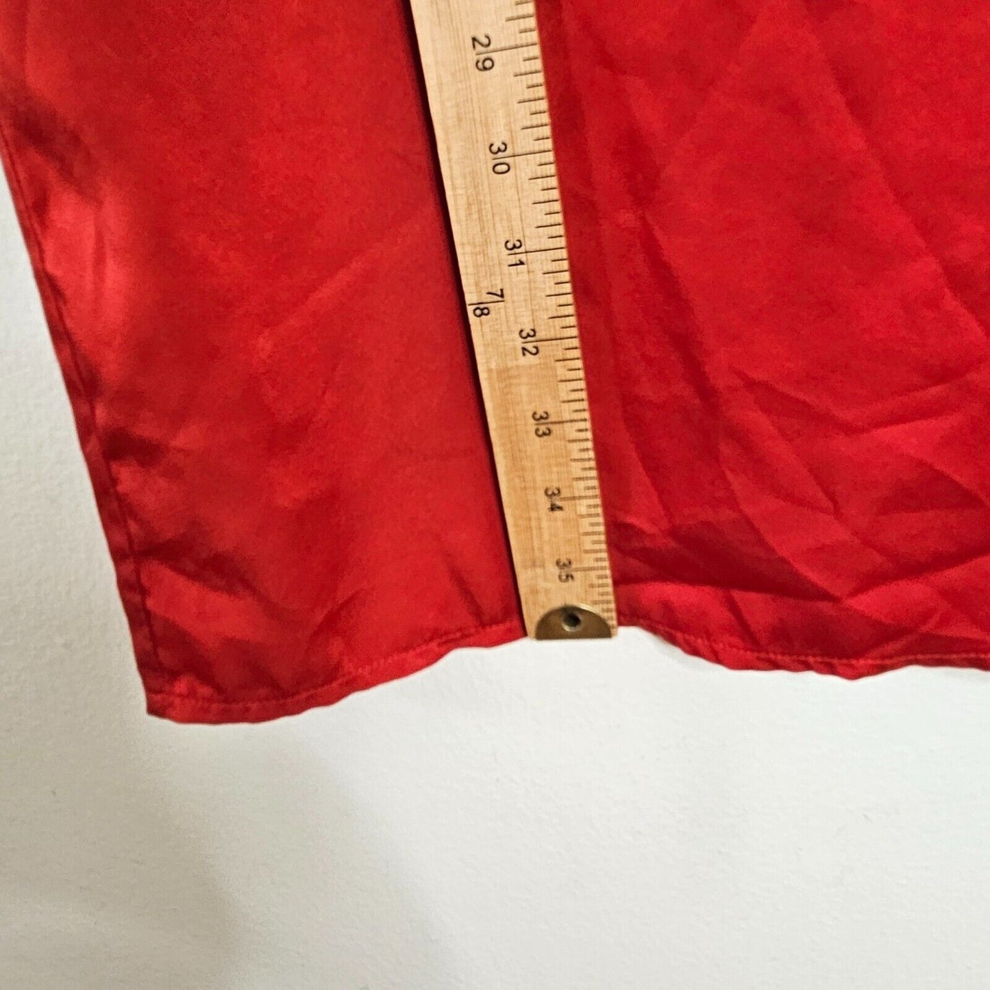 D&M Red Sexy Spaghetti Strap Drape Neck Front Slit Back Zip Satin Dress Small