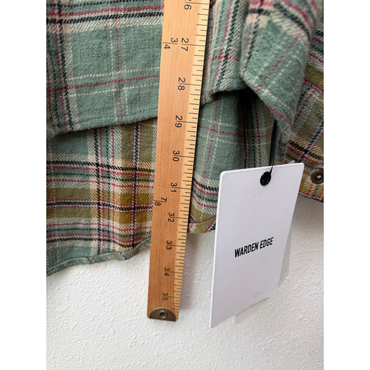 NWT Warden Edge Sage Plaid Oversized Shirt Women M